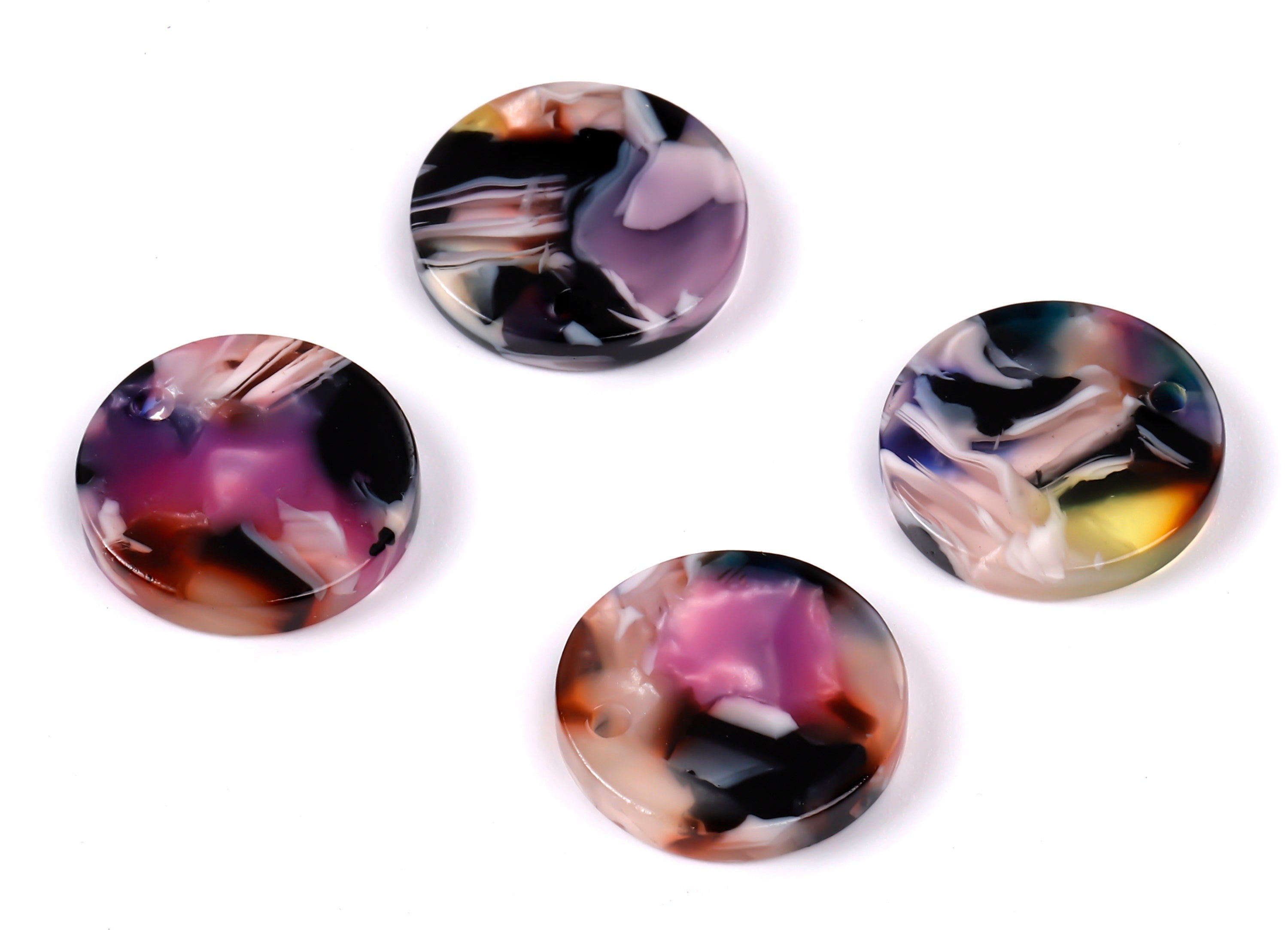 Acetate Round Charms - Round Earrings and Pendant - Earring Findings - Jewelry Supplys - Color Code: A11 - 15.7x15.7x2.7mm - AC1675-A11 - DOMEDBAZAAR