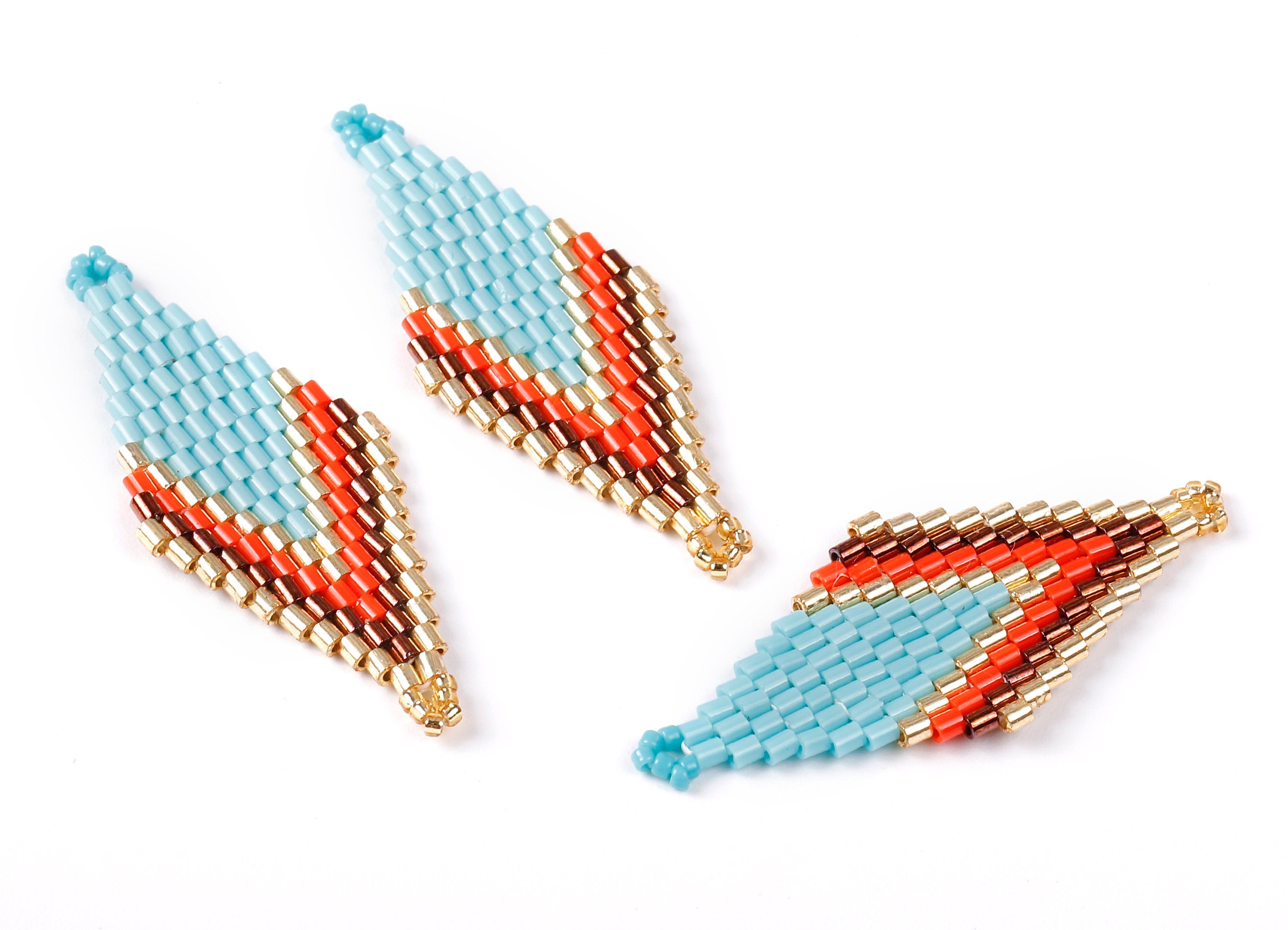 Toho Beaded Rhombus Charms - Japanese seed beads - Handmade Seed Beaded Earrings Charms - Maasai Earring Charms - 45.72x18.48x1.8mm - TH1001 - DOMEDBAZAAR
