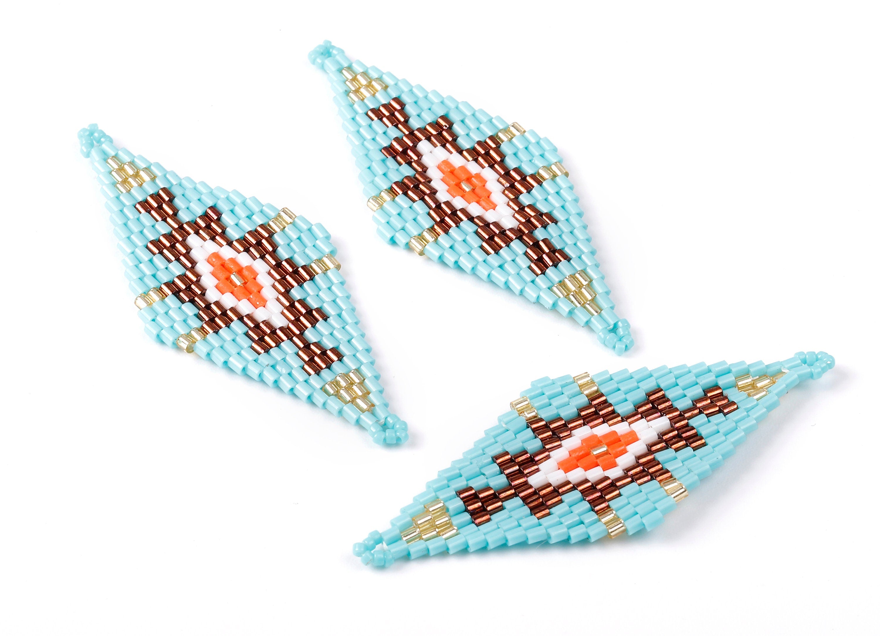 Toho Beaded Rhombus Charms - Japanese seed beads - Handmade Seed Beaded Earrings Charms - Maasai Earring Charms - 60.5x25.14x1.74mm - TH1002 - DOMEDBAZAAR