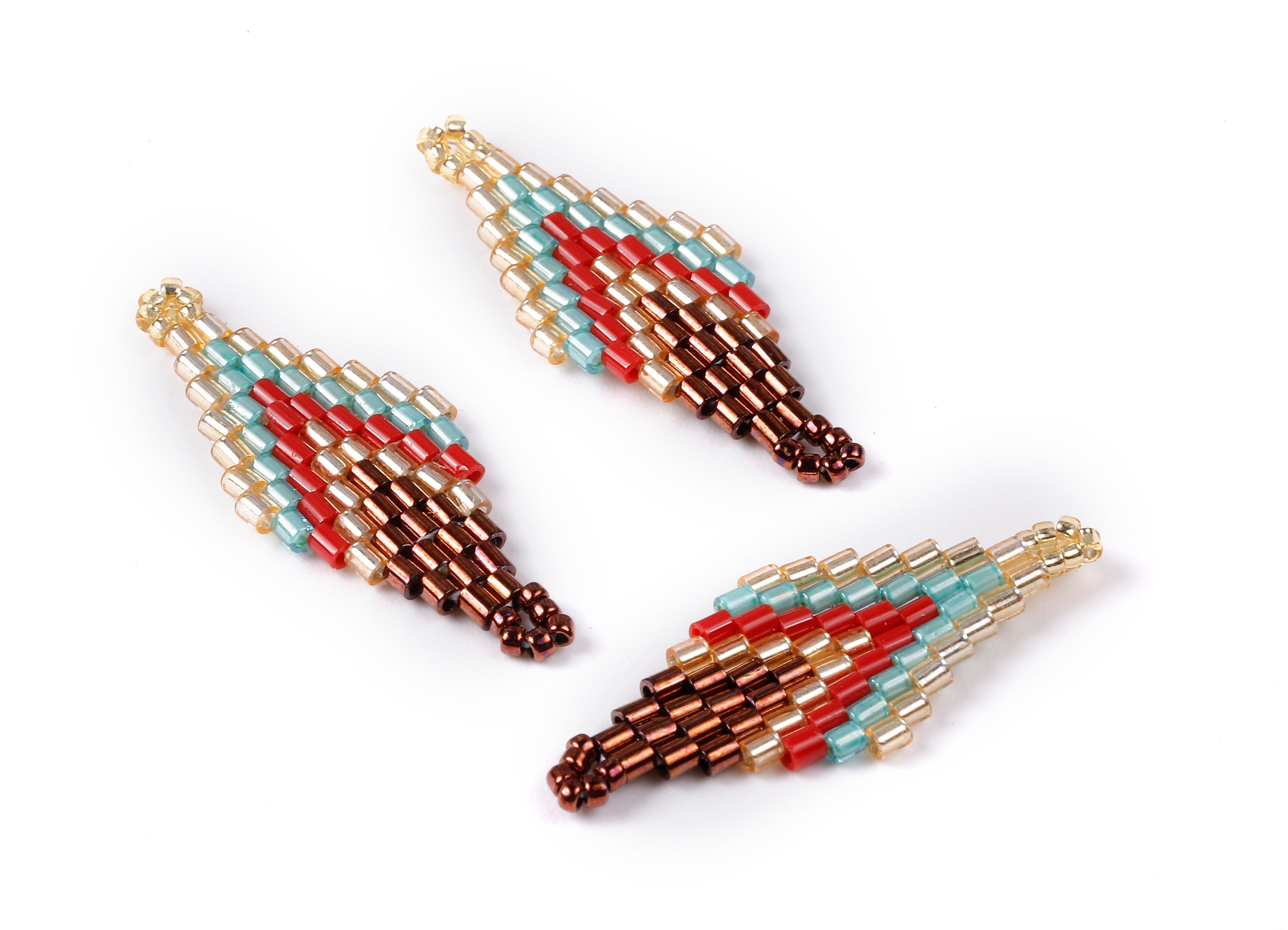 Toho Beaded Rhombus Charms - Japanese seed beads - Handmade Seed Beaded Earring Charms - Maasai Earring Charms - 32.51x13.11x1.66mm - TH1003 - DOMEDBAZAAR