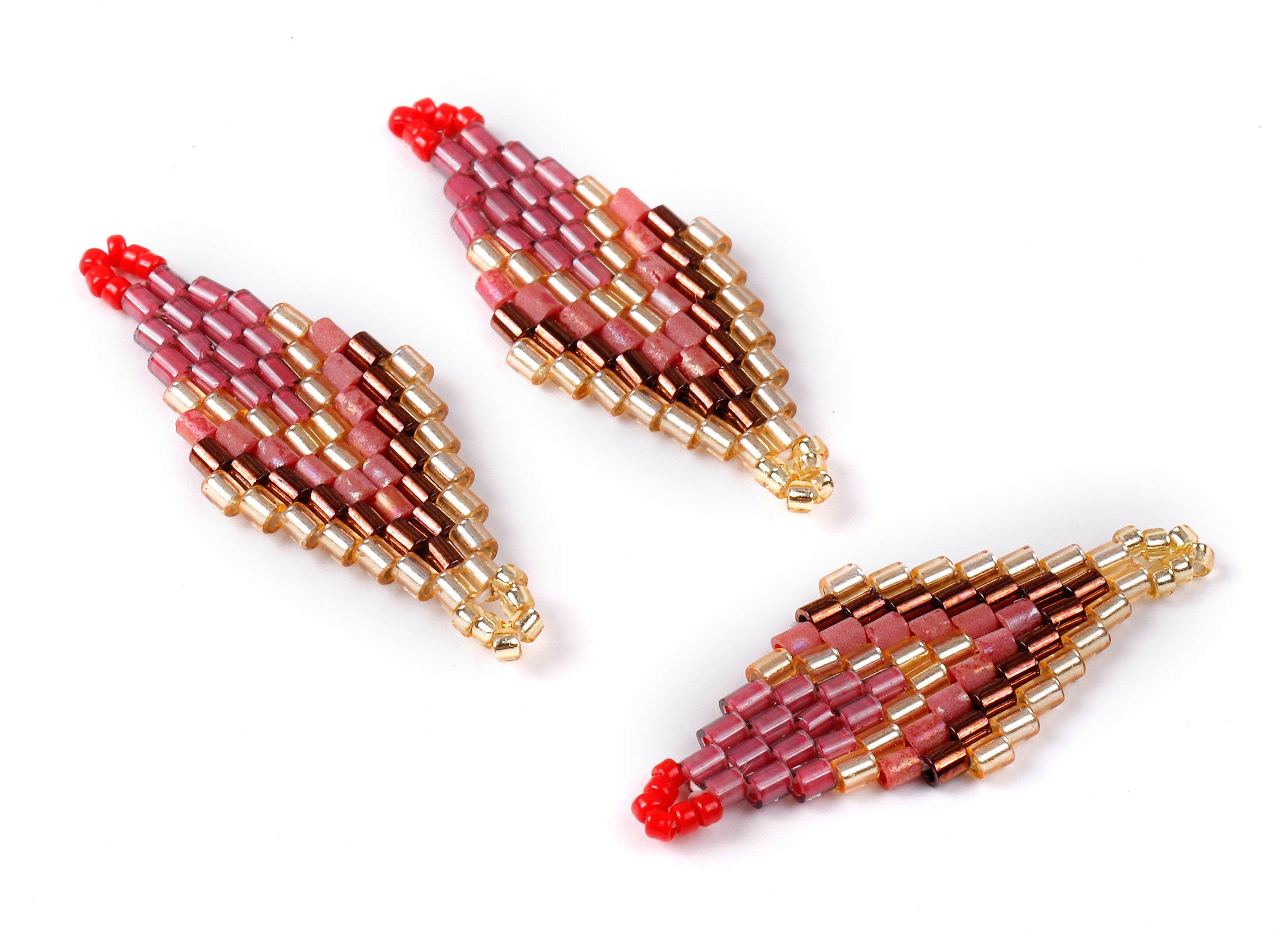 Toho Beaded Rhombus Charms - Japanese seed beads - Handmade Seed Beaded Earring Charms - Maasai Earring Charms - 32.51x13.11x1.66mm - TH1004 - DOMEDBAZAAR