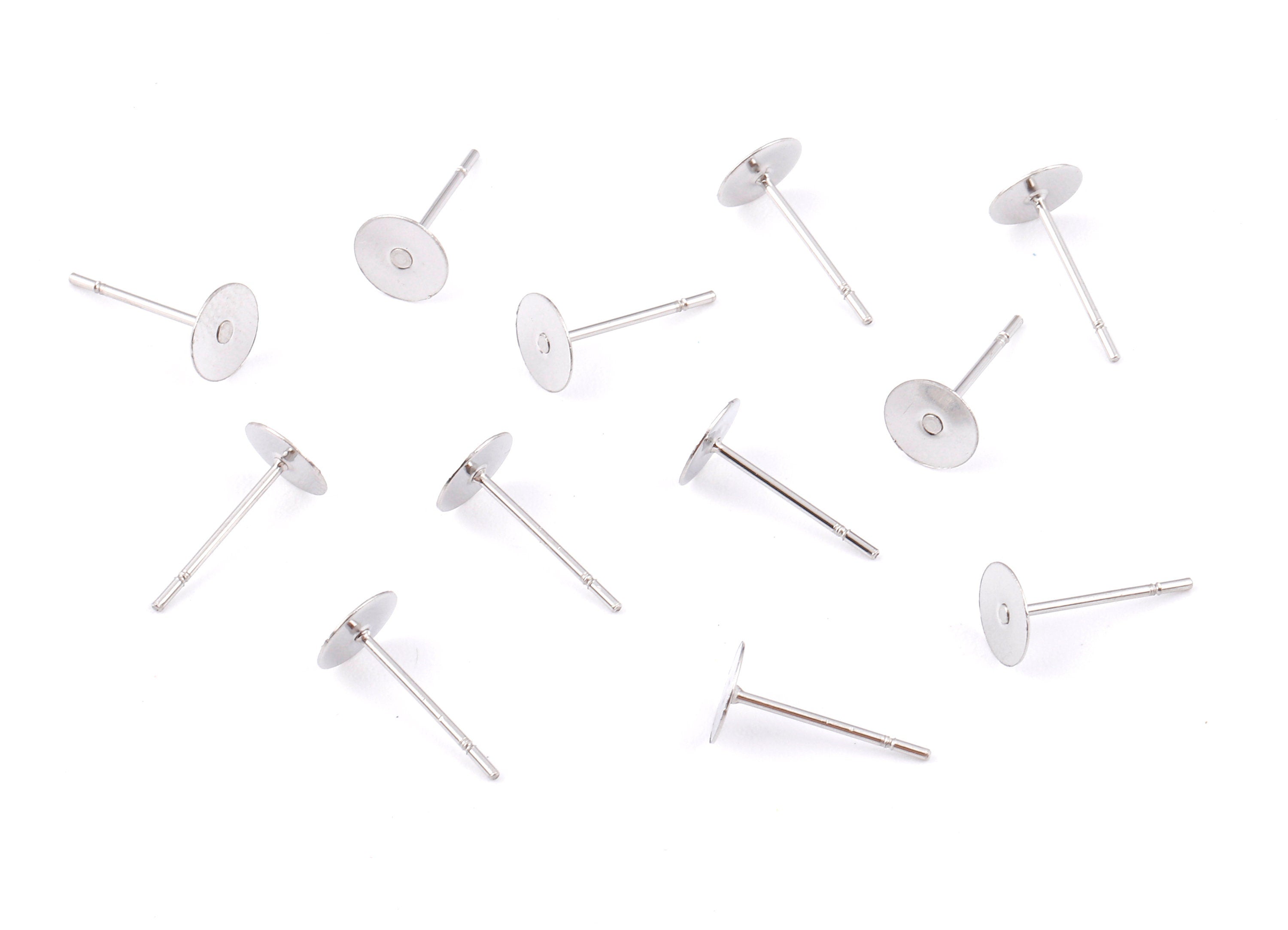 6x12mm Earring Stud Posts - Surgical Grade Stainless Steel Earring Post - 316L Stainless Steel Stud - Earring Findings - 12x6x0.7mm - SS1013 - DOMEDBAZAAR