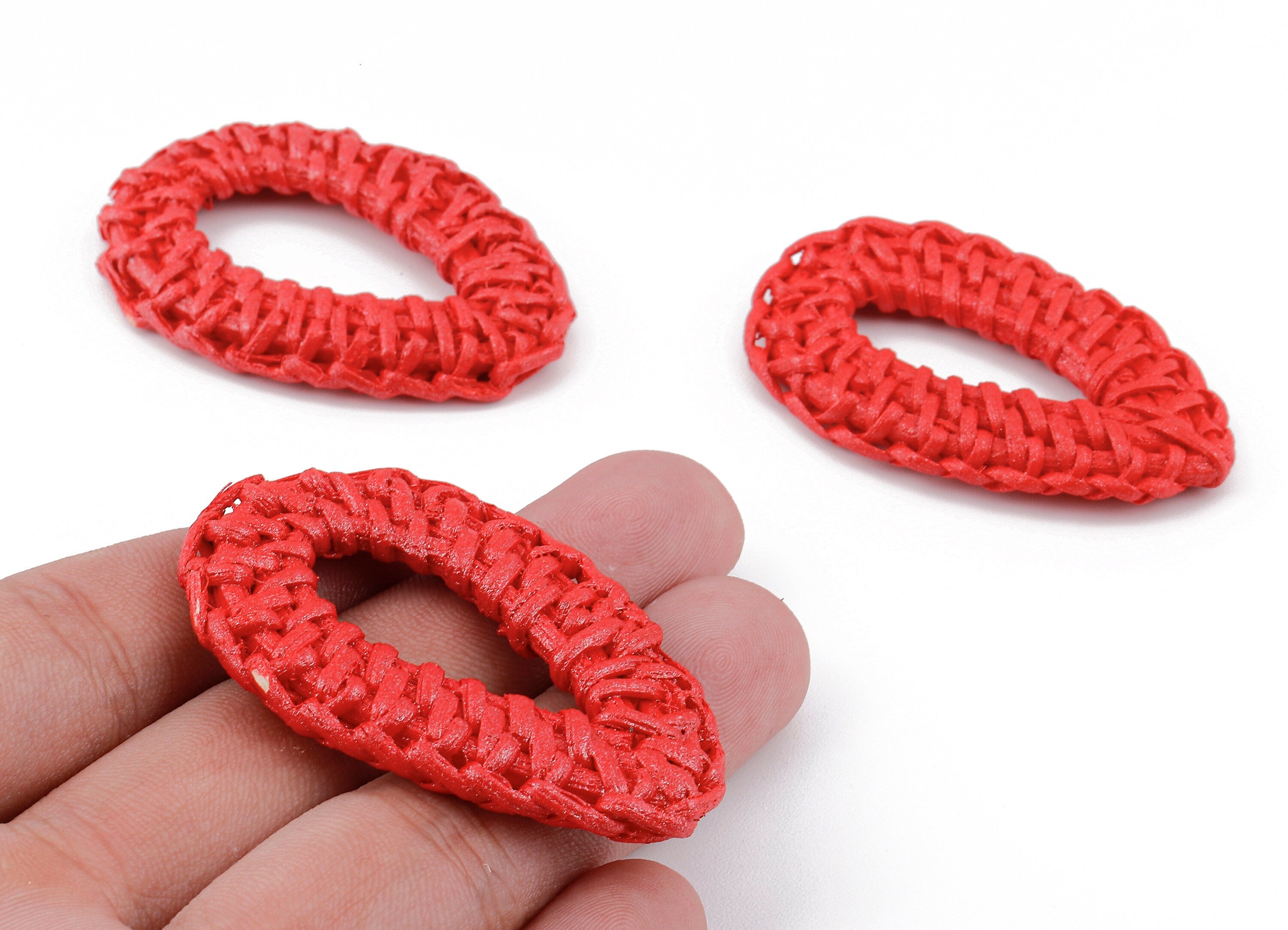 Handwoven Rattan Drop Charms - Rattan Drop Earrings and Pendant - Woven Earrings - Jewelry Handmade - 51.92x36.11x4.18mm - RT1304 - DOMEDBAZAAR