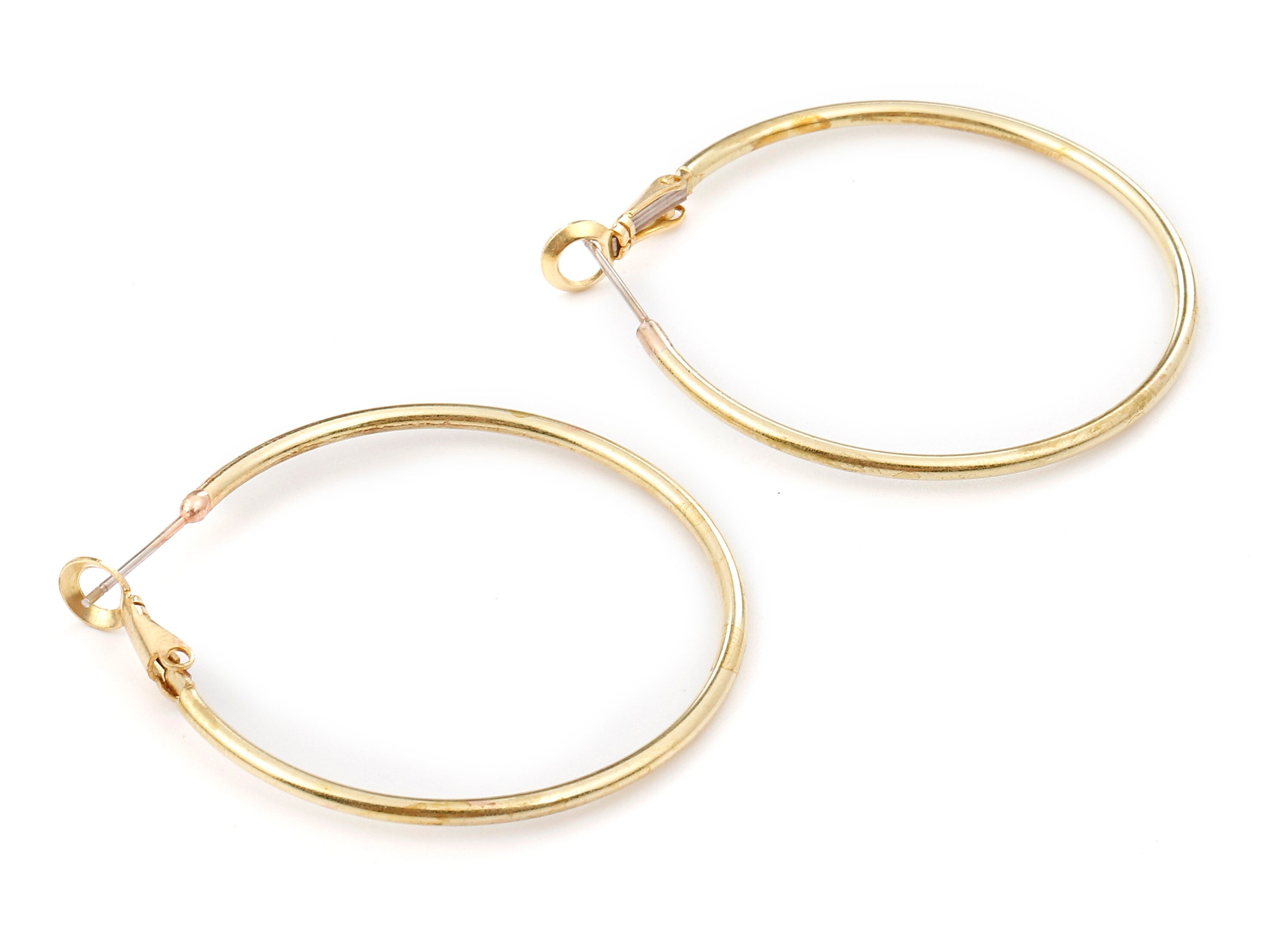 Brass Earring Clasp - Raw Brass Circle Clasp - Earring Findings - Jewelry Supplies - 40x40x1.8mm - PP2351 - DOMEDBAZAAR