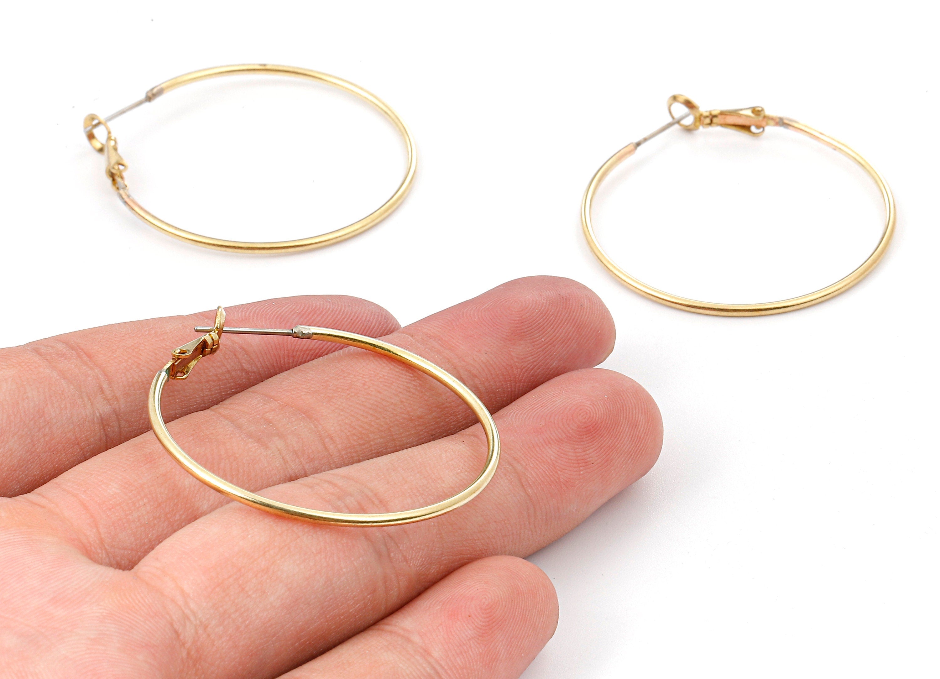 Brass Earring Clasp - Raw Brass Circle Clasp - Earring Findings - Jewelry Supplies - 40x40x1.5mm - PP2350 - DOMEDBAZAAR