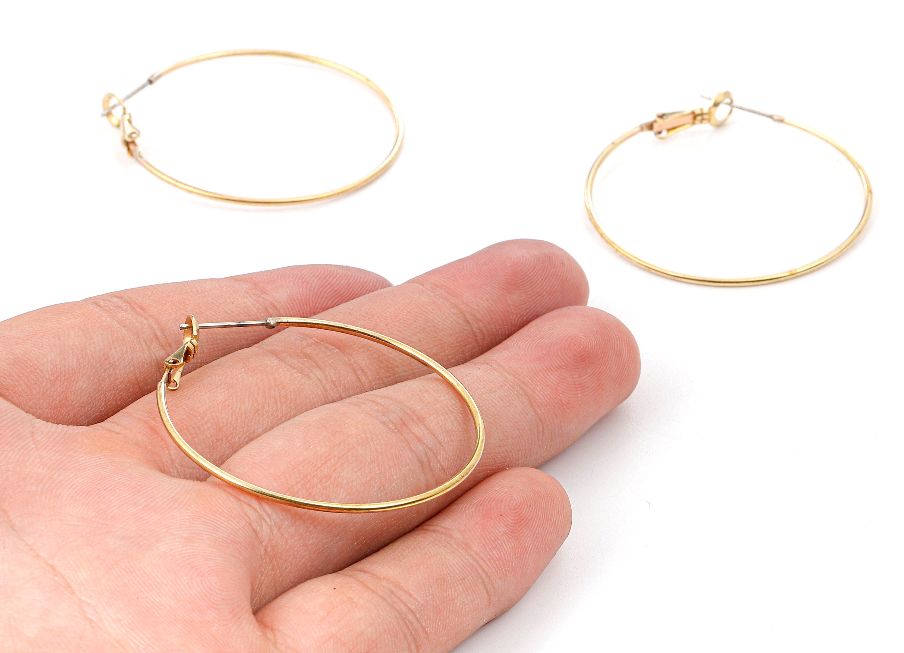 Brass Earring Clasp - Raw Brass Circle Clasp - Earring Findings - Jewelry Supplies - 40x40x1.2mm - PP2348 - DOMEDBAZAAR