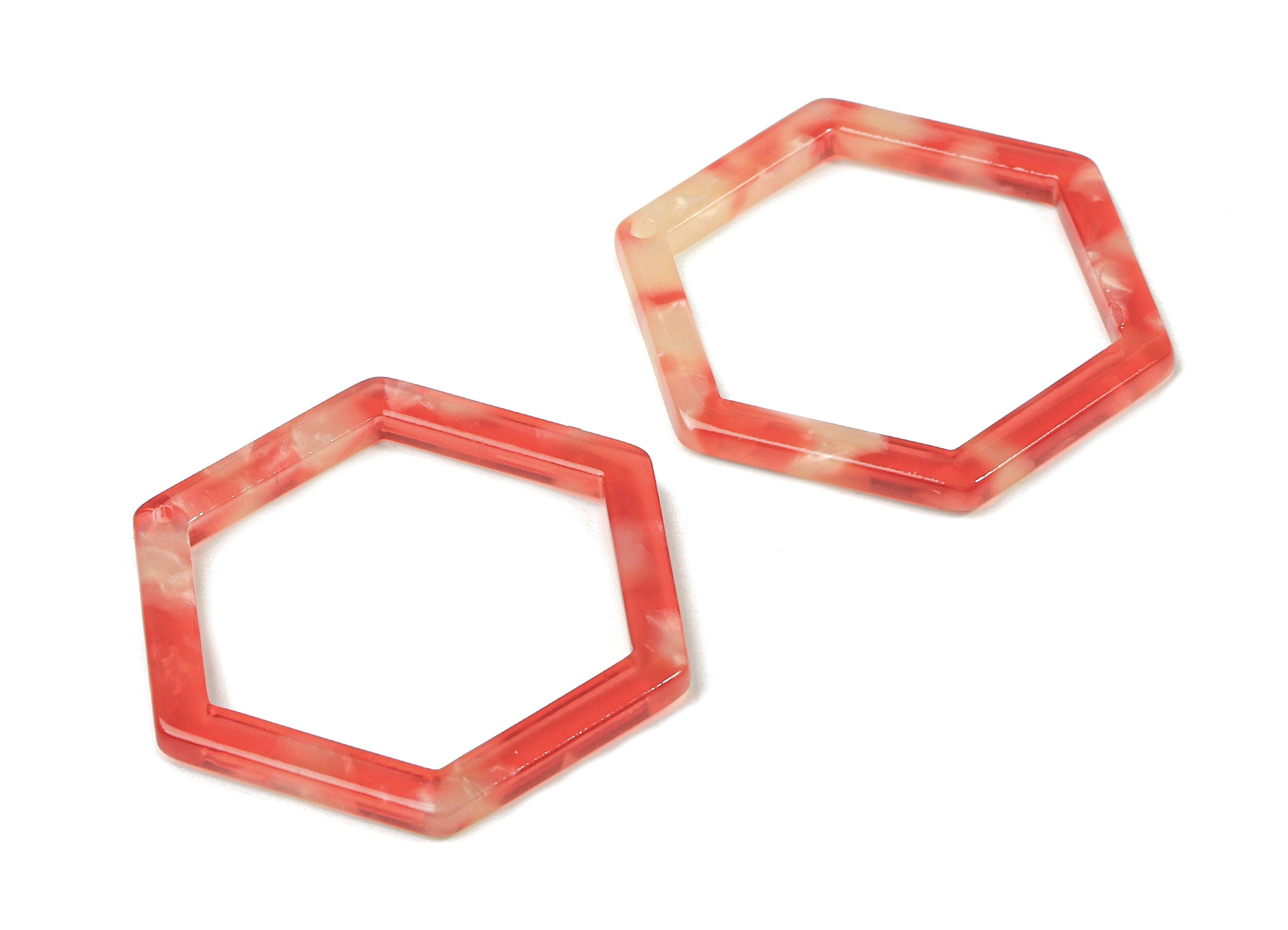 Acetate Hexagon Charms - Hexagon Earrings and Pendant - Earring Findings - 1 Hole - Color Code: A34 - 37.2x32.6x2.95mm - AC1124-A34 - DOMEDBAZAAR