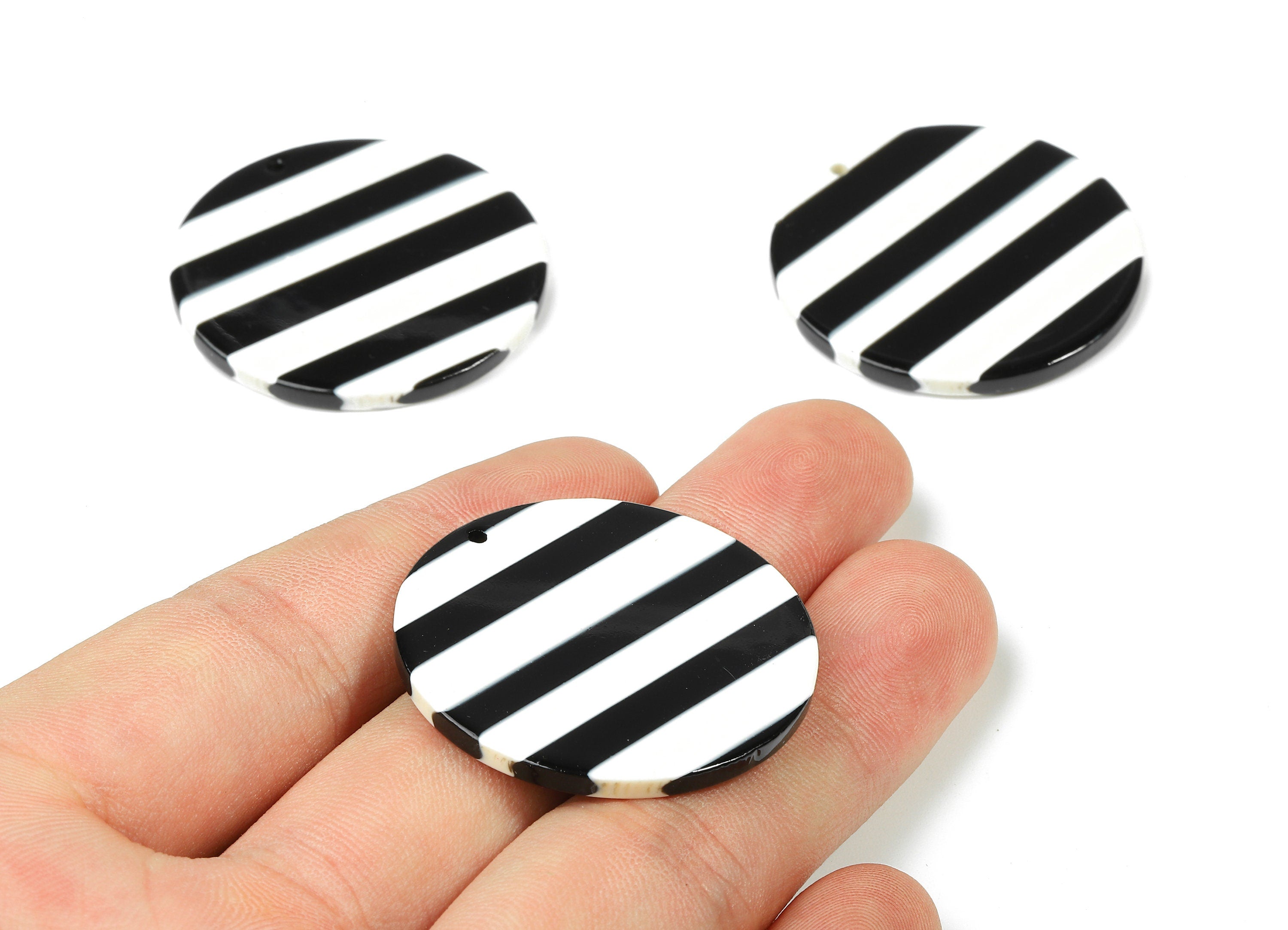 Acetate Round Charms - Round Earrings and Pendant - Zebra Earrings - Jewelry Supplies - Color Code: A64 - 35.15x35.15x2.67mm - AC1711-A64 - DOMEDBAZAAR