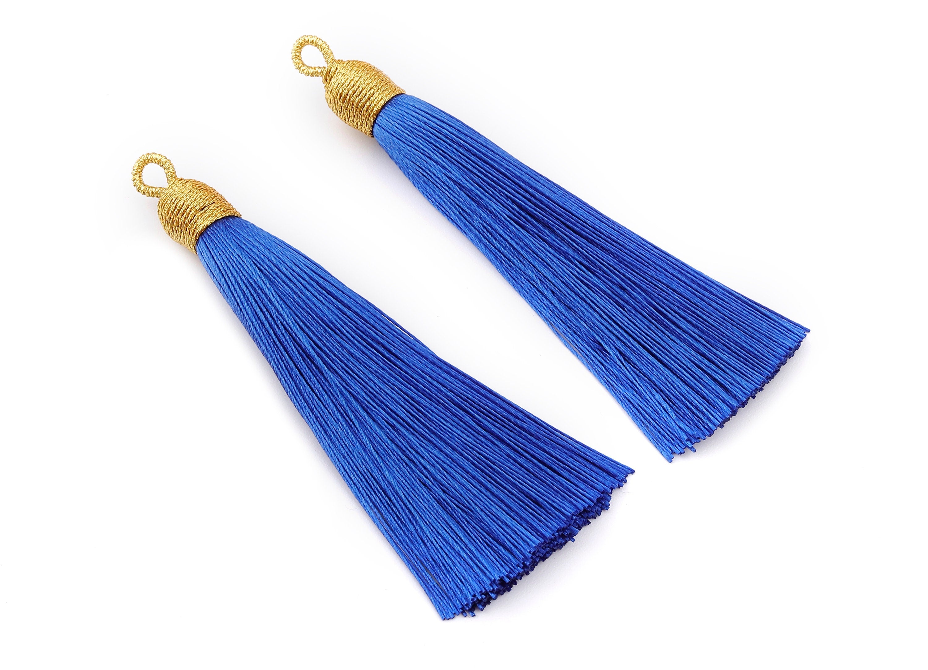 Silky Tassels with Loop Charms - Silky Tassels Earrings and Pendant - Boho Earrings - Earring Accessories - 84.37x9.59mm - TS1007 - DOMEDBAZAAR