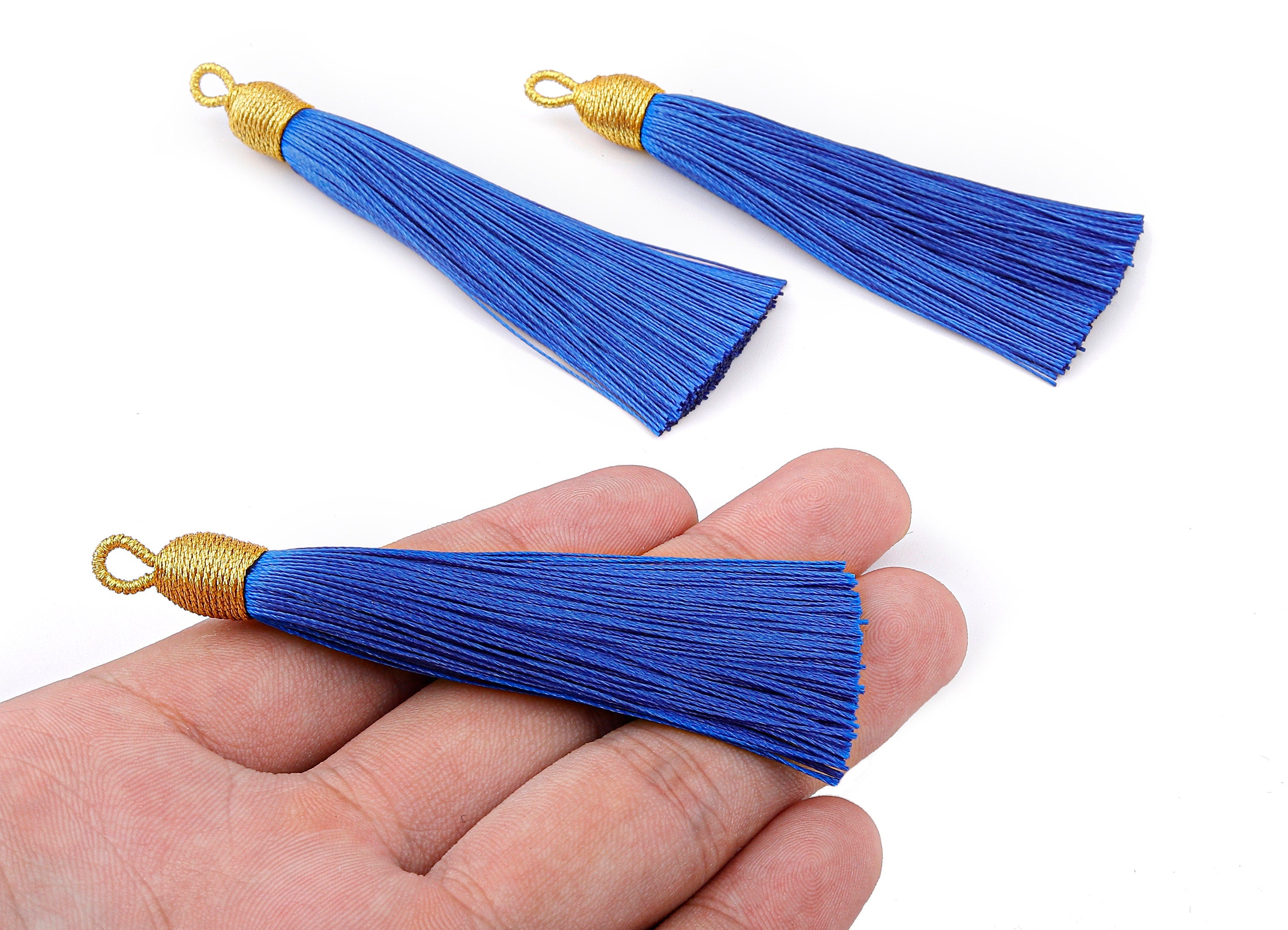 Silky Tassels with Loop Charms - Silky Tassels Earrings and Pendant - Boho Earrings - Earring Accessories - 84.37x9.59mm - TS1007 - DOMEDBAZAAR