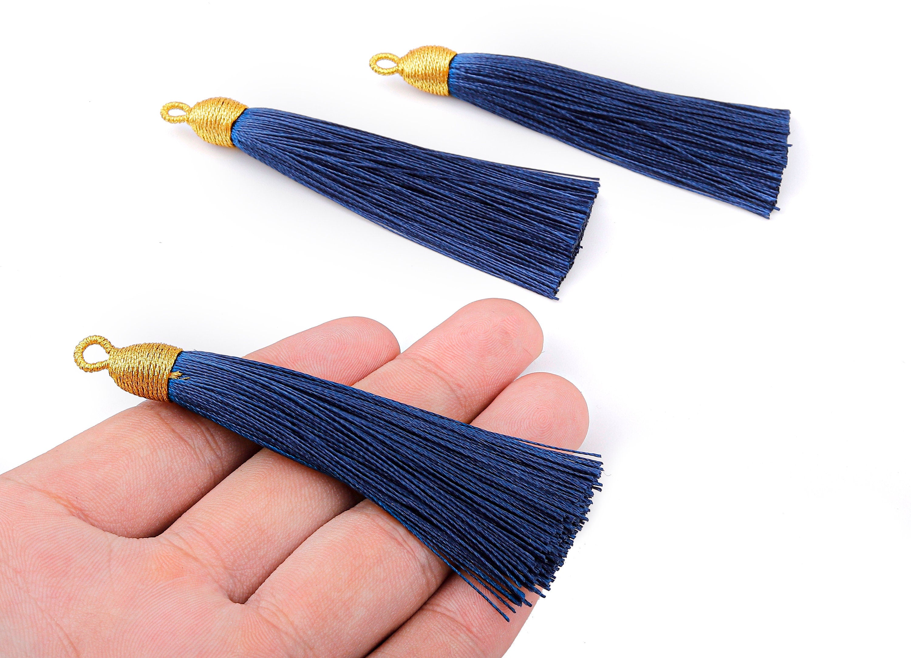 Silky Tassels with Loop Charms - Silky Tassels Earrings and Pendant - Boho Earrings - Earring Accessories - 84.37x9.59mm - TS1008 - DOMEDBAZAAR
