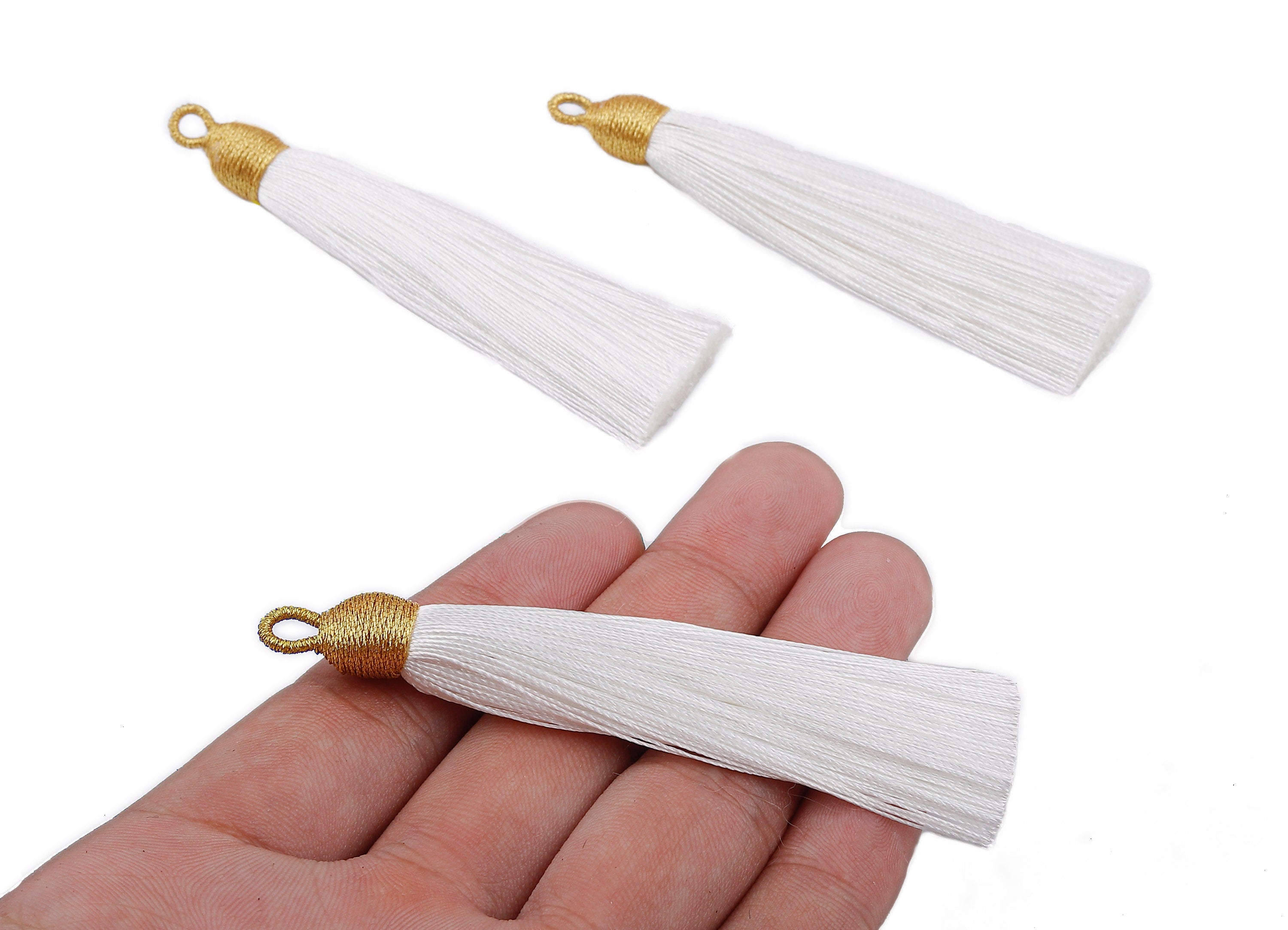 Silky Tassels with Loop Charms - Silky Tassels Earrings and Pendant - Boho Earrings - Earring Accessories - 84.37x9.59mm - TS1016 - DOMEDBAZAAR