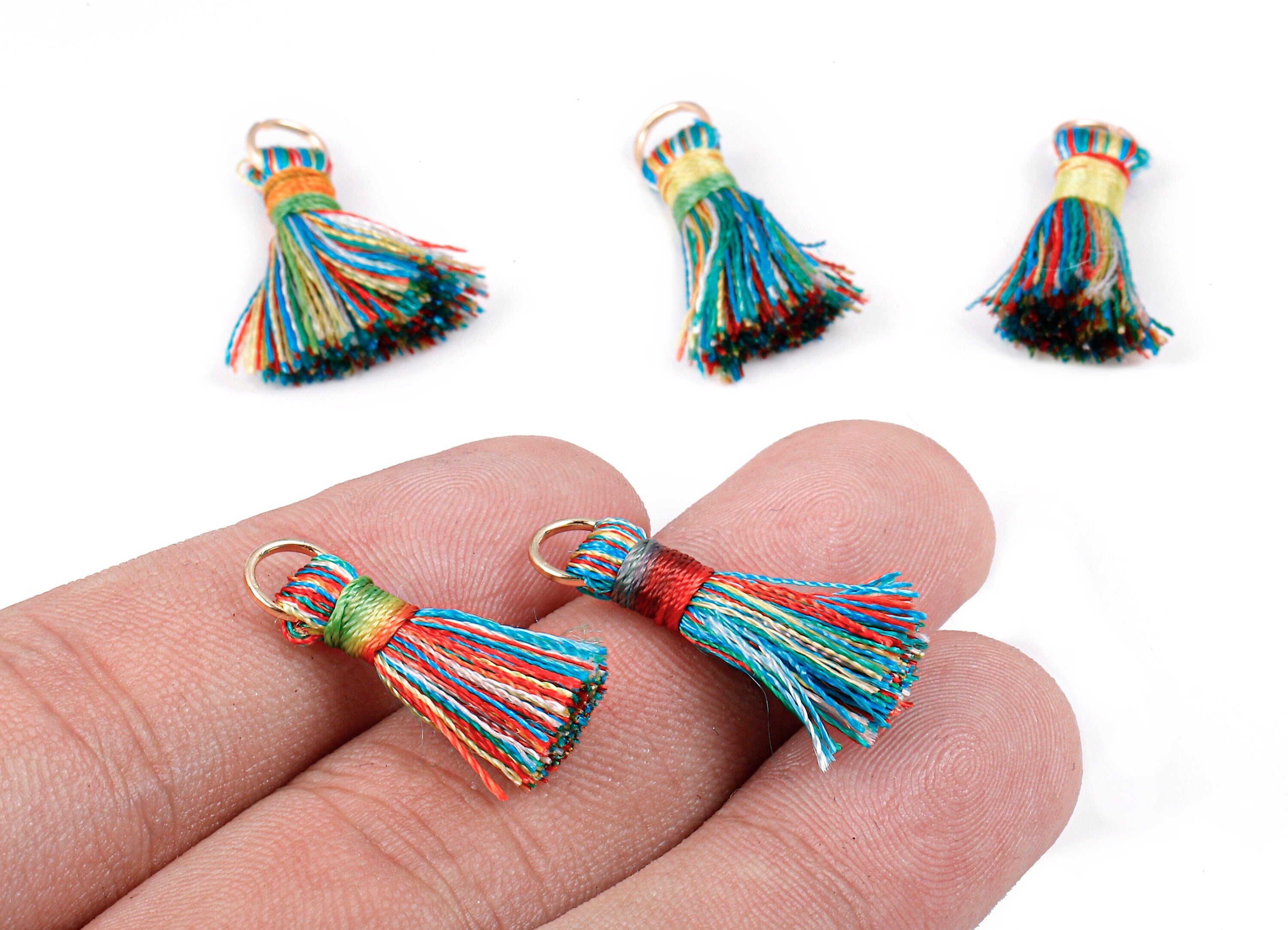 Silky Tassels with Loop Charms - Silky Tassels Earring and Pendant - Tassels with Iron Jump Ring - Boho Earrings - 24.06x5.92x3.4mm - TS1022 - DOMEDBAZAAR