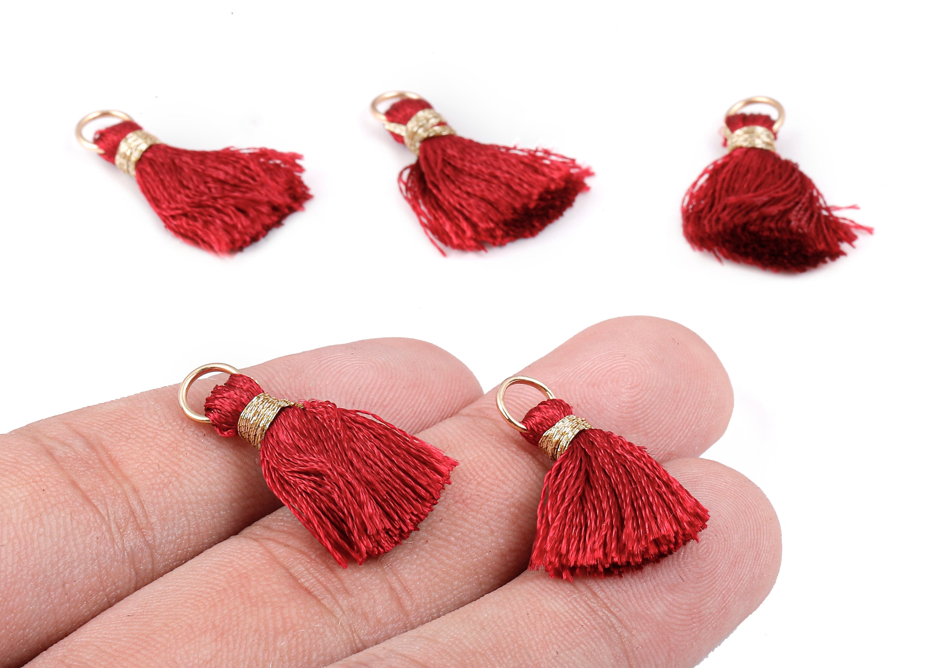 Silky Tassels with Loop Charms - Silky Tassels Earring and Pendant - Tassels with Iron Jump Ring - Boho Earrings - 24.06x5.92x3.4mm - TS1037 - DOMEDBAZAAR