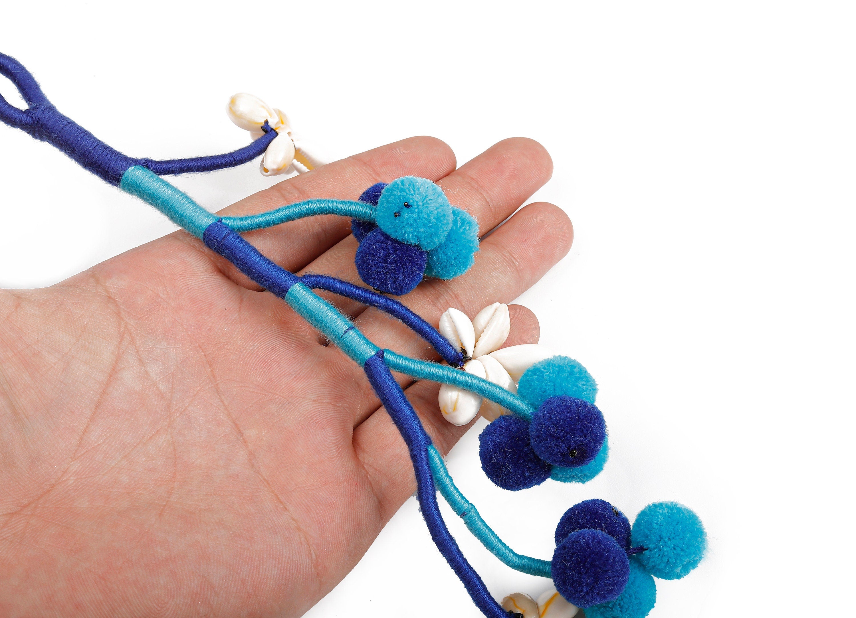 Large Luxe Branch Pom Pom Charms - Bag Purse Charms - Bag Purse Pendant - Key Chain - Boho Style Charms - 235x46.16mm - TS1084 - DOMEDBAZAAR