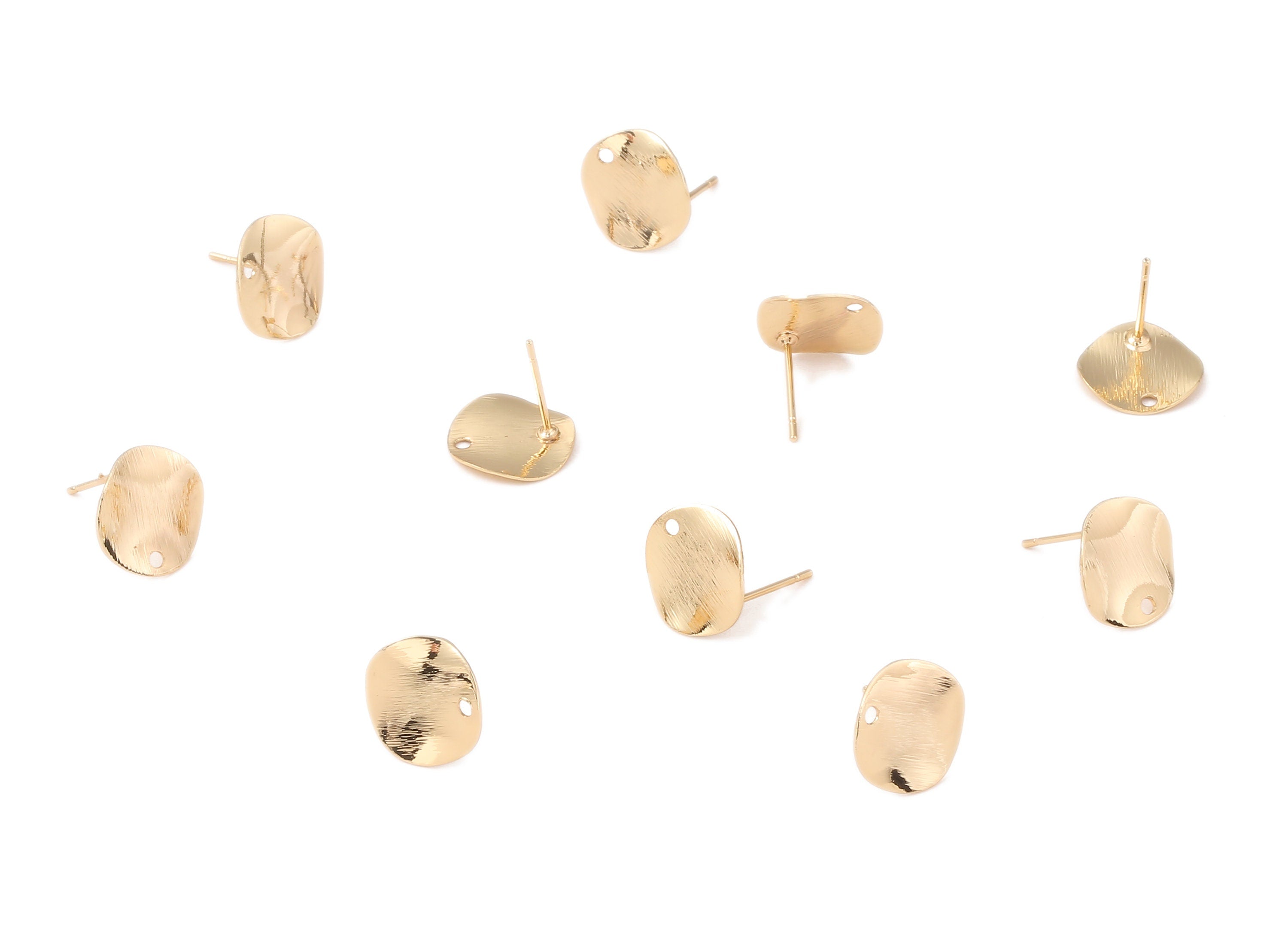 Brass Circle Earing Post - Brass Circle Earring Stud - 18K Real Gold Plated Brass - Jewelry Supplies - 11.95x11.95x0.55mm - RGP1209 - DOMEDBAZAAR