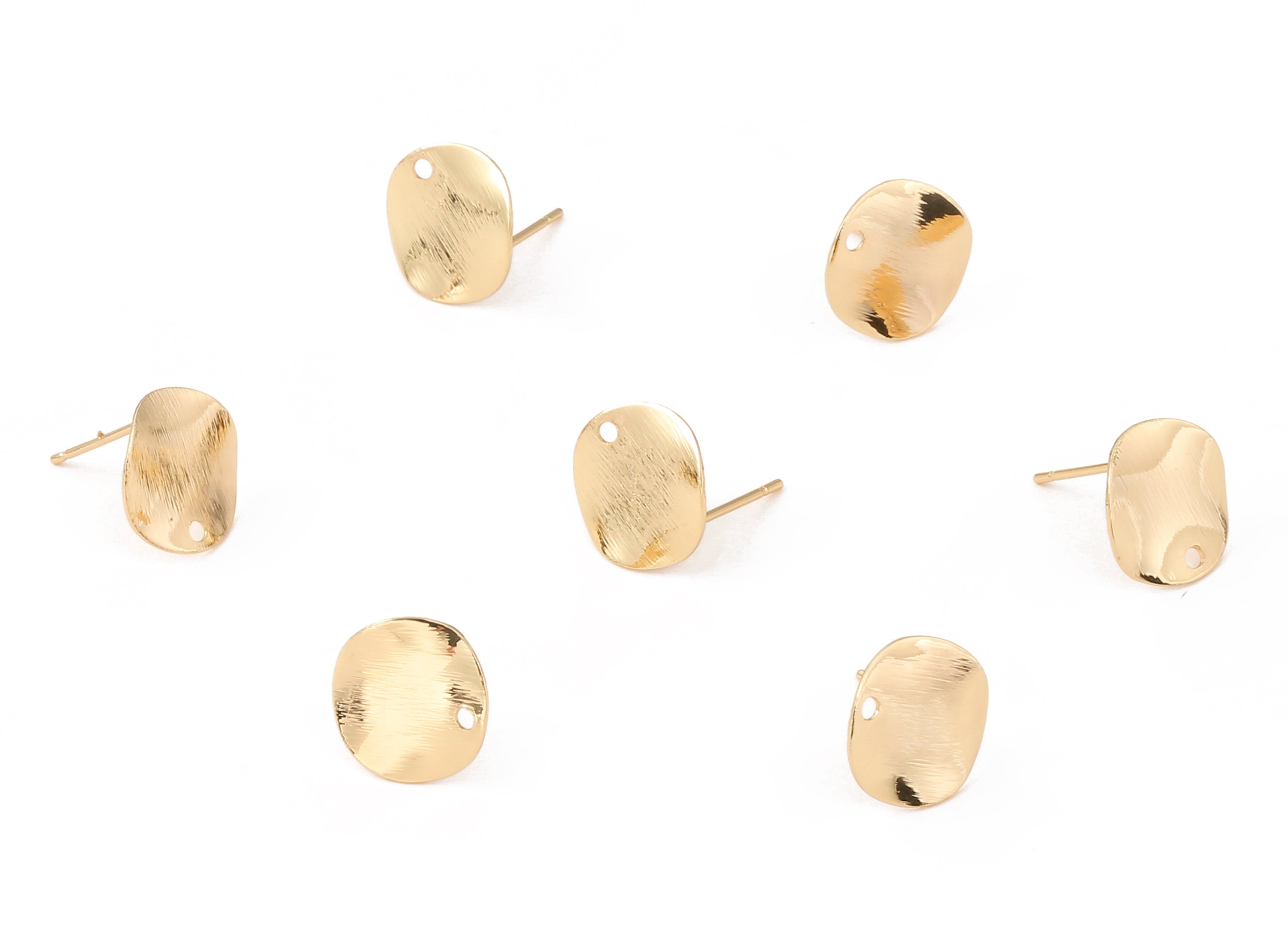 Brass Circle Earing Post - Brass Circle Earring Stud - 18K Real Gold Plated Brass - Jewelry Supplies - 11.95x11.95x0.55mm - RGP1209 - DOMEDBAZAAR