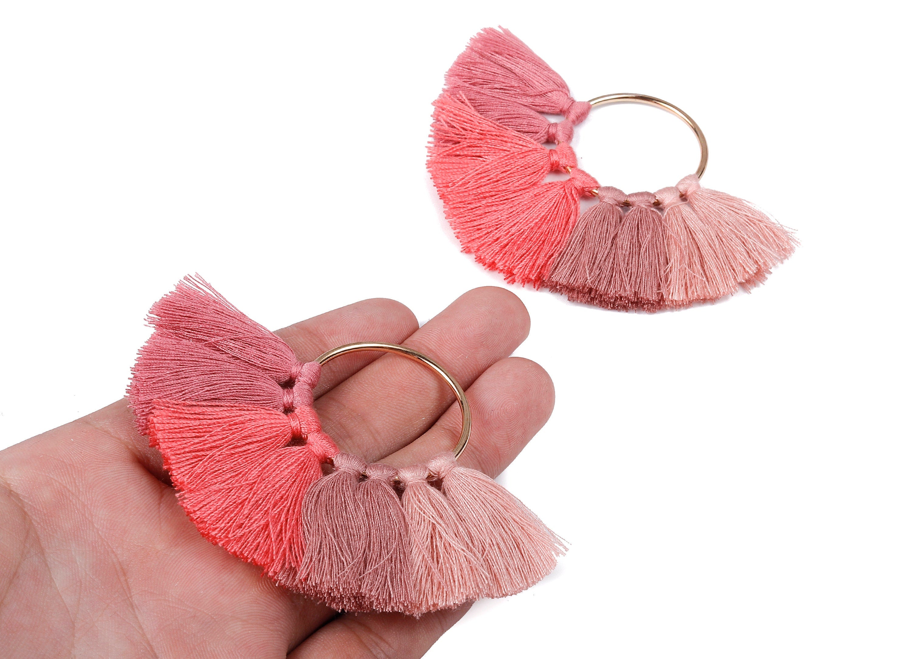 Fan Tassel Earring Charms with Ring - Tassel earring pendant - Fan Ring Earrings - Tassel Findings - Boho Charms - 90.22x64.74mm - TS1089 - DOMEDBAZAAR