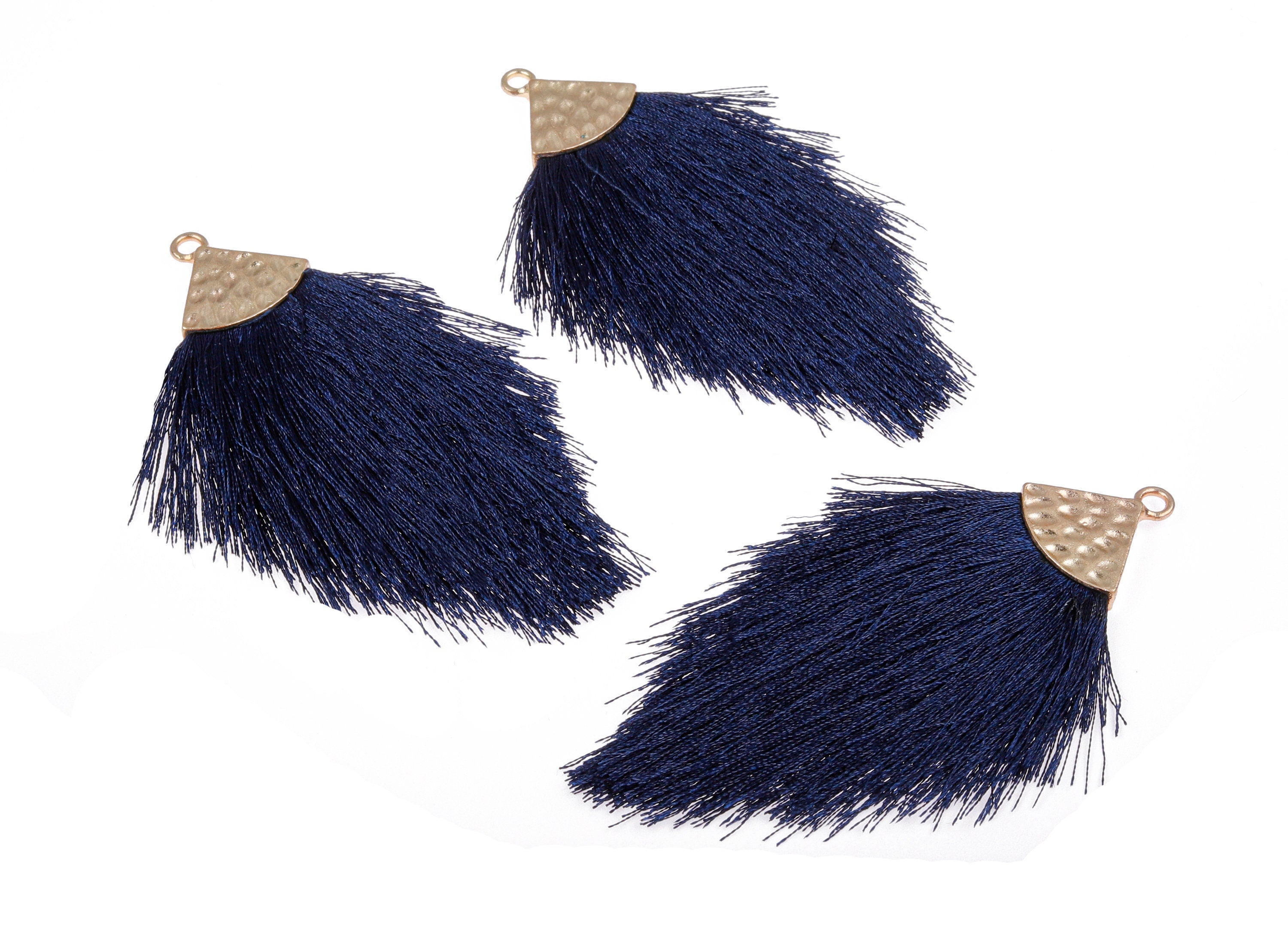 Tassel Earring Charms - Tassel Pendant - Puffy Tassel with Alloy Cap - Tassel Findings - Boho Charms - 96.86x57.69mm - TS1095 - DOMEDBAZAAR