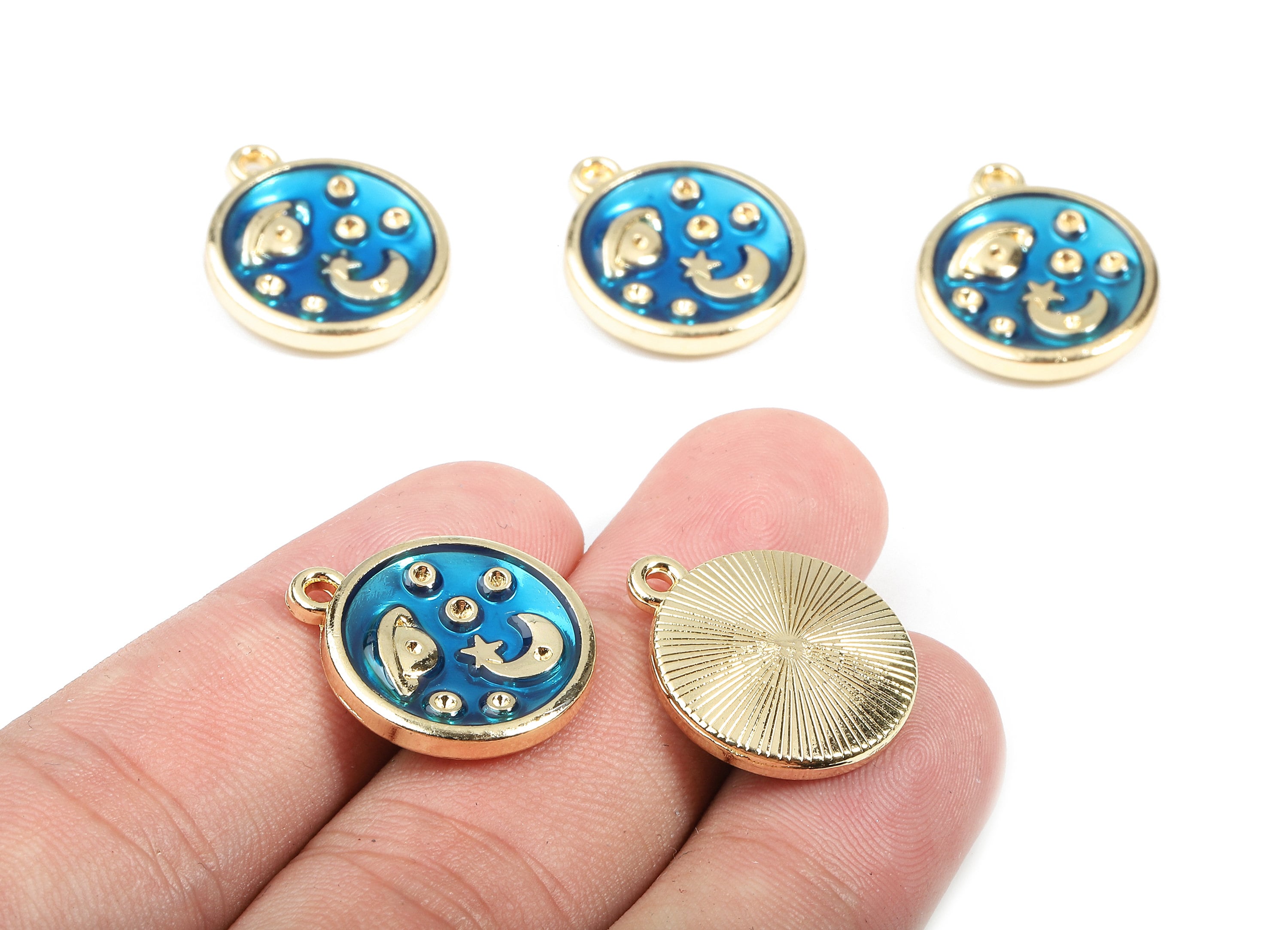 Alloy Universe Charms - Zinc Alloy Universe Earrings - Universe Pendant - Enamel Pendant - Gold Tone Plated - 21.17x18.14x3.05mm - ZZ1457 - DOMEDBAZAAR