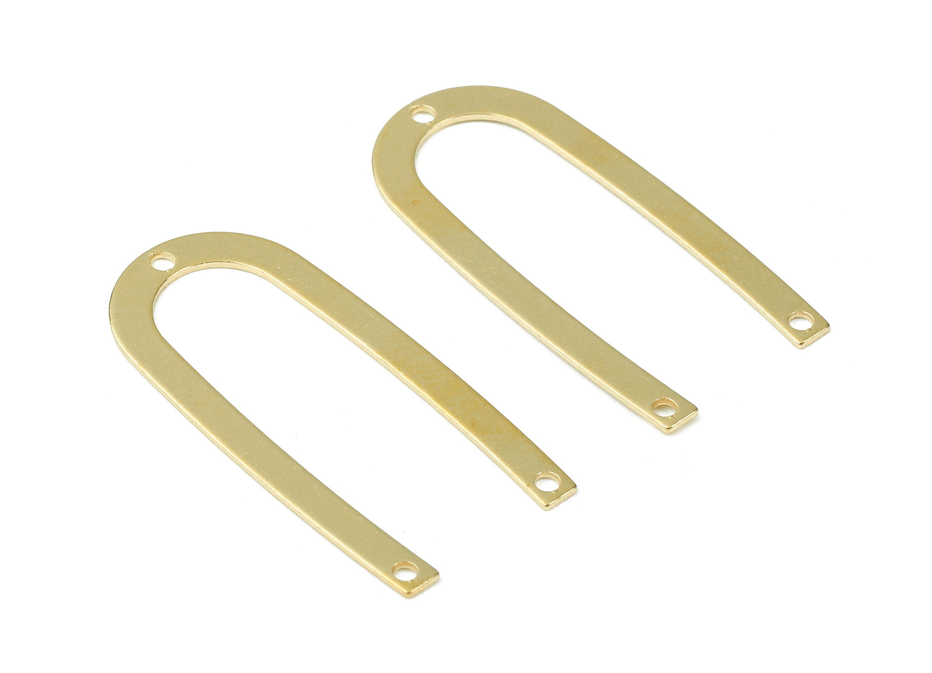 Brass U Charms - U Shaped Raw Brass Connectors With 3 Holes - Brass U Pendant - Earring Findings - Jewelry Supplies - 27x12.9x0.6mm - PP2945 - DOMEDBAZAAR