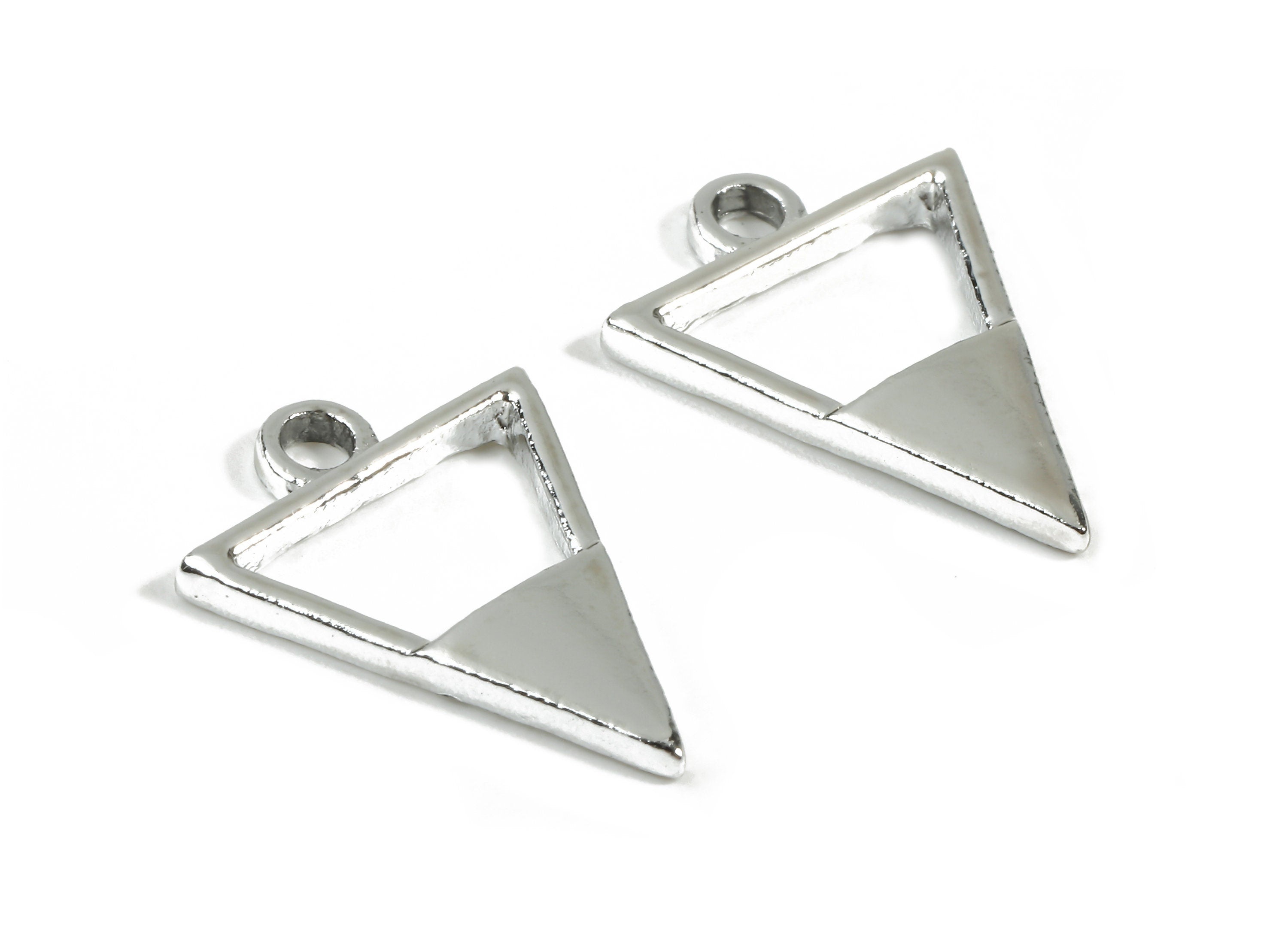 Alloy Triangle Charms - Zinc Alloy Triangle Earrings and Pendant - Silver Tone Plated - Earring Findings - 18.4x13.96x1.88mm - ZZ1523 - DOMEDBAZAAR