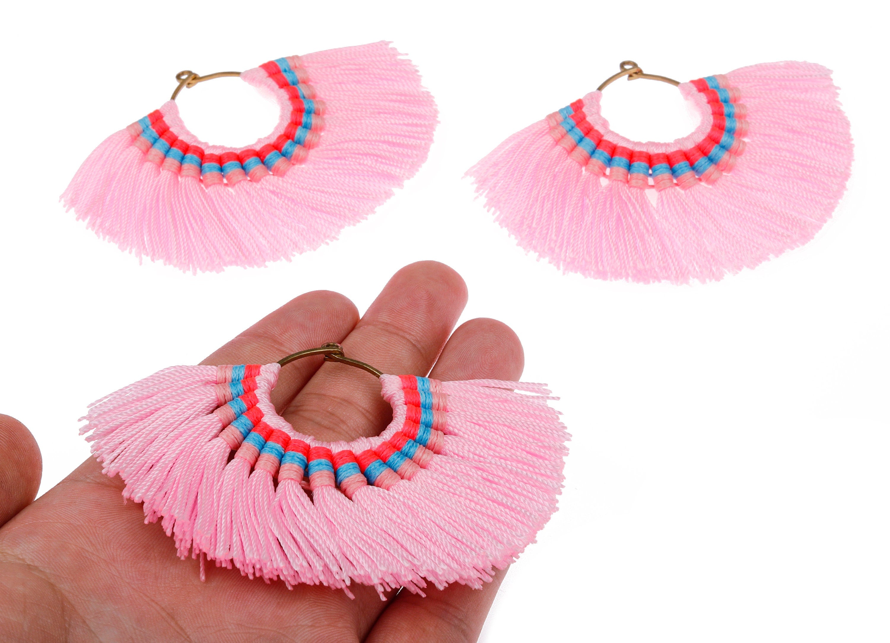 Fan Tassel Earring Charms with Ring - Tassel earring pendant - Fan Ring Earrings - Earring Accessories - 84.57x60.13x5.51mm - TS1103 - DOMEDBAZAAR