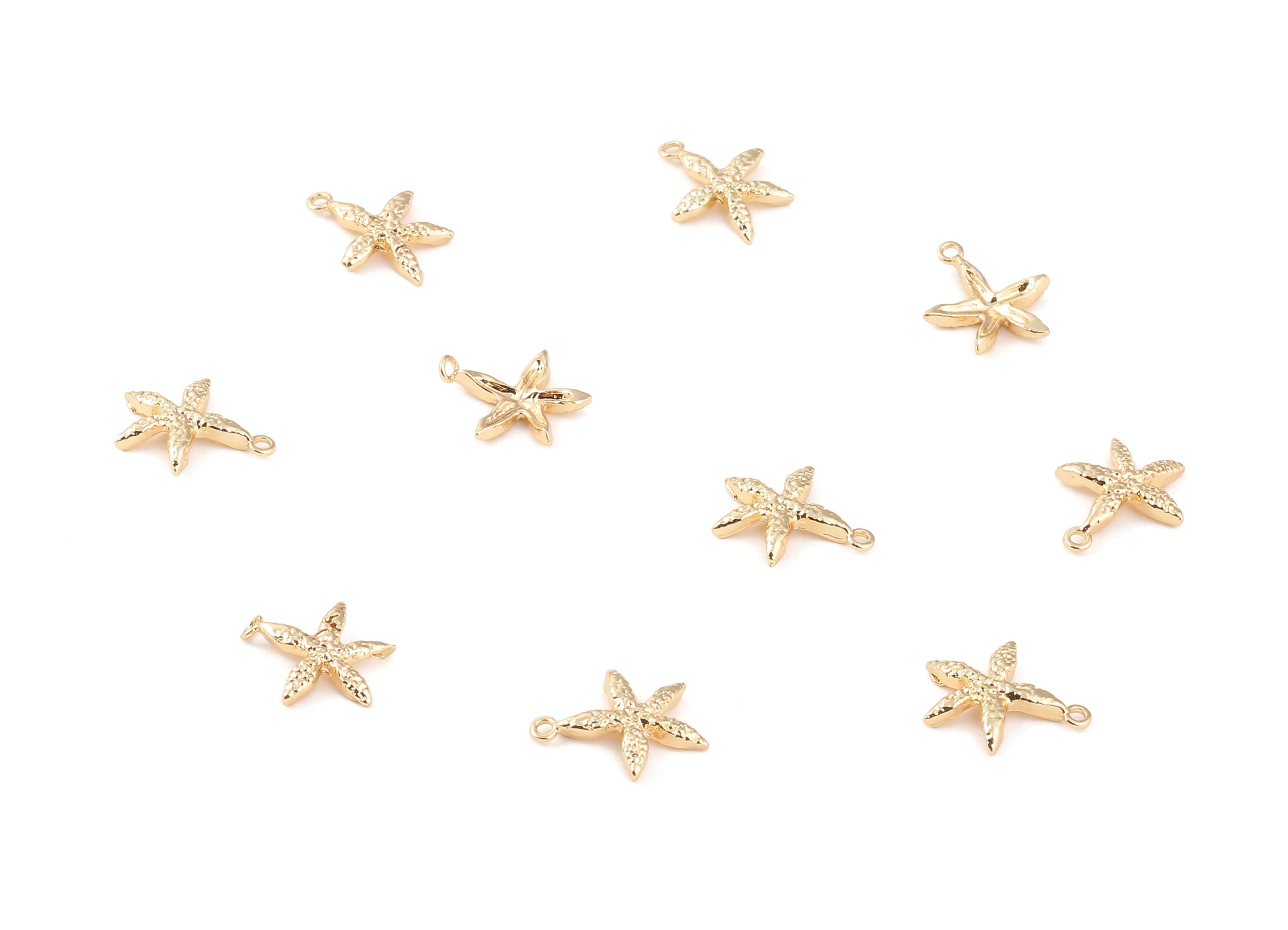 Brass Starfish Charms - Brass Starfish Pendant - 18K Real Gold Plated Brass - Jewelry Supplies - 15.86x13.17x1.73mm - RGP1218 - DOMEDBAZAAR