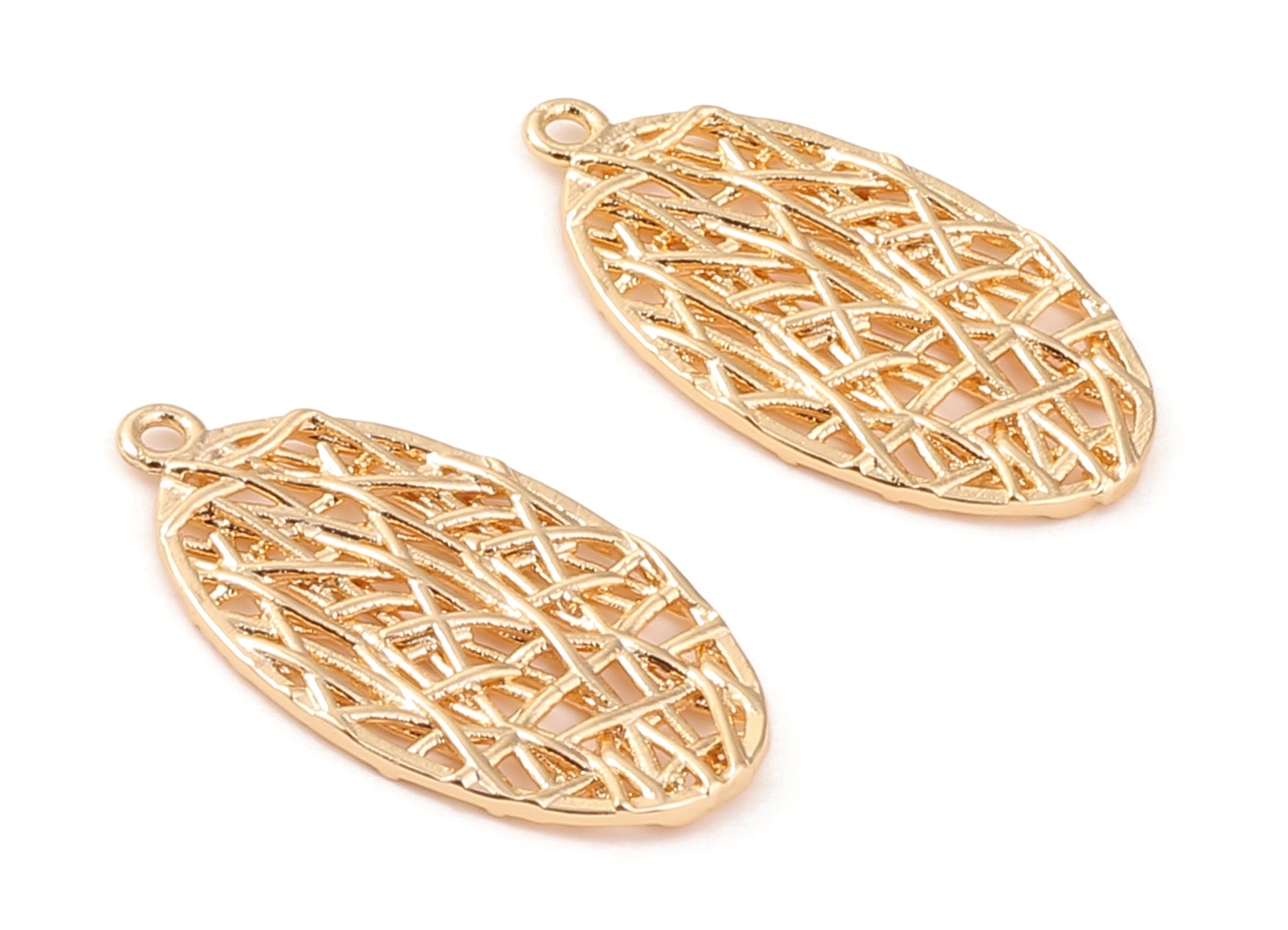 Brass Oval Charms - Brass Oval Pendant - 18K Real Gold Plated Brass - Necklace Pendant - Jewelry Supplies - 27.71x14.72x1.33mm - RGP1081 - DOMEDBAZAAR
