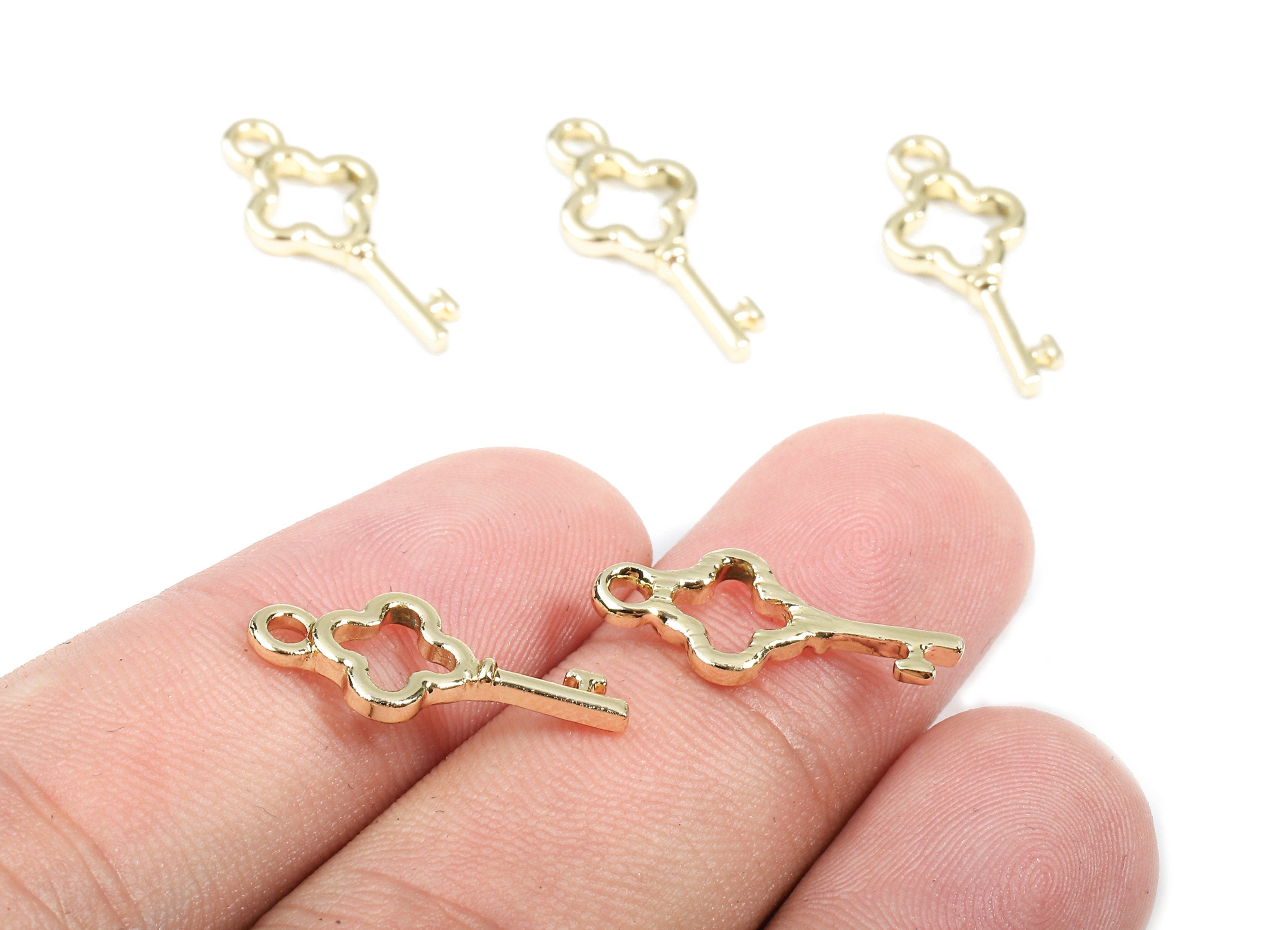 Alloy Key Charms - Zinc Alloy Key Earrings - Alloy Key Pendant - Gold Tone Plated - 20.07x8.7x1.8mm - ZZ1470 - DOMEDBAZAAR
