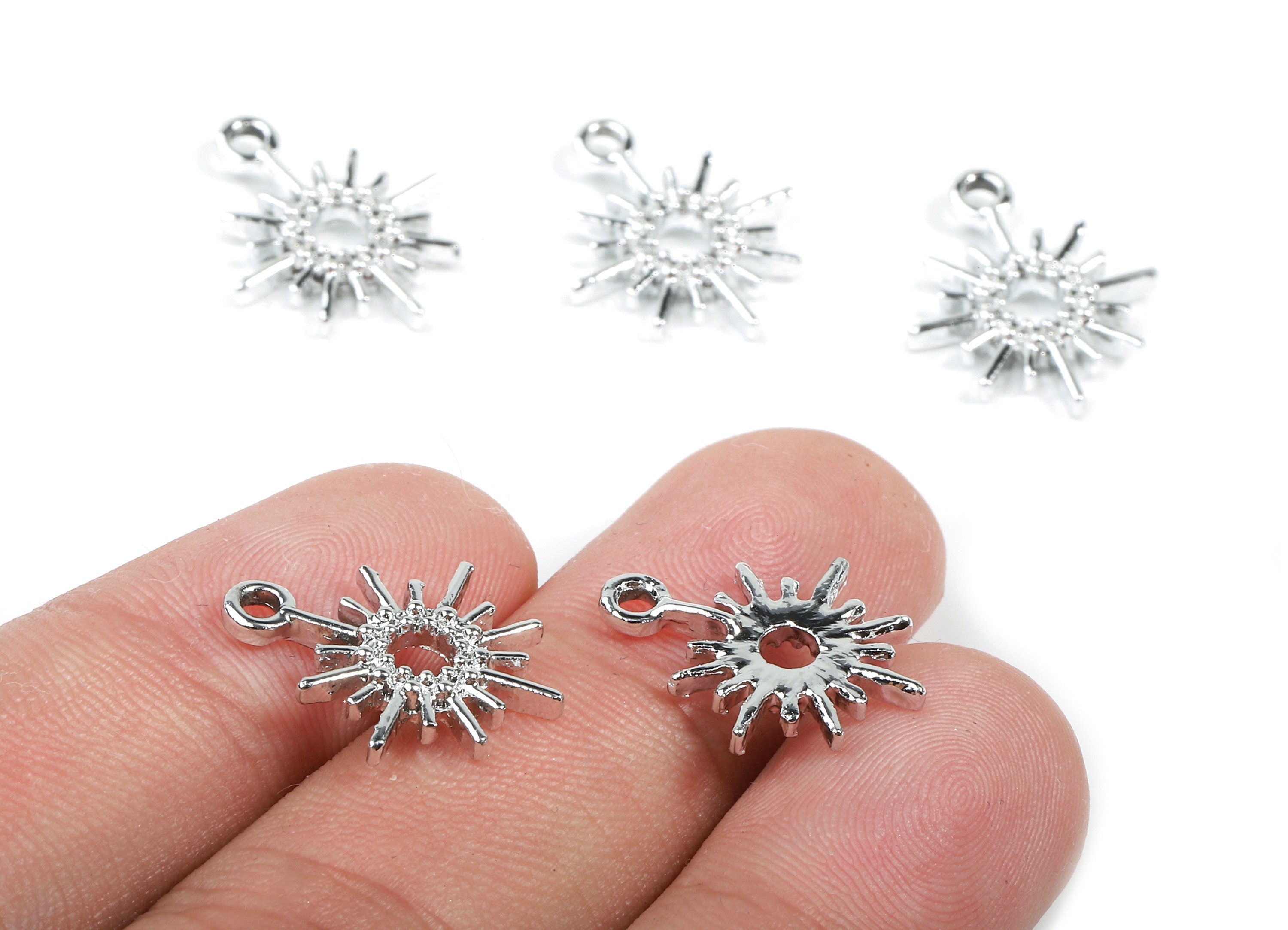 Alloy Sun Charms - Zinc Alloy Sun Earrings - Alloy Sun Pendant - Silver Tone Plated - 18.2x15.12x2.07mm - ZZ1485 - DOMEDBAZAAR
