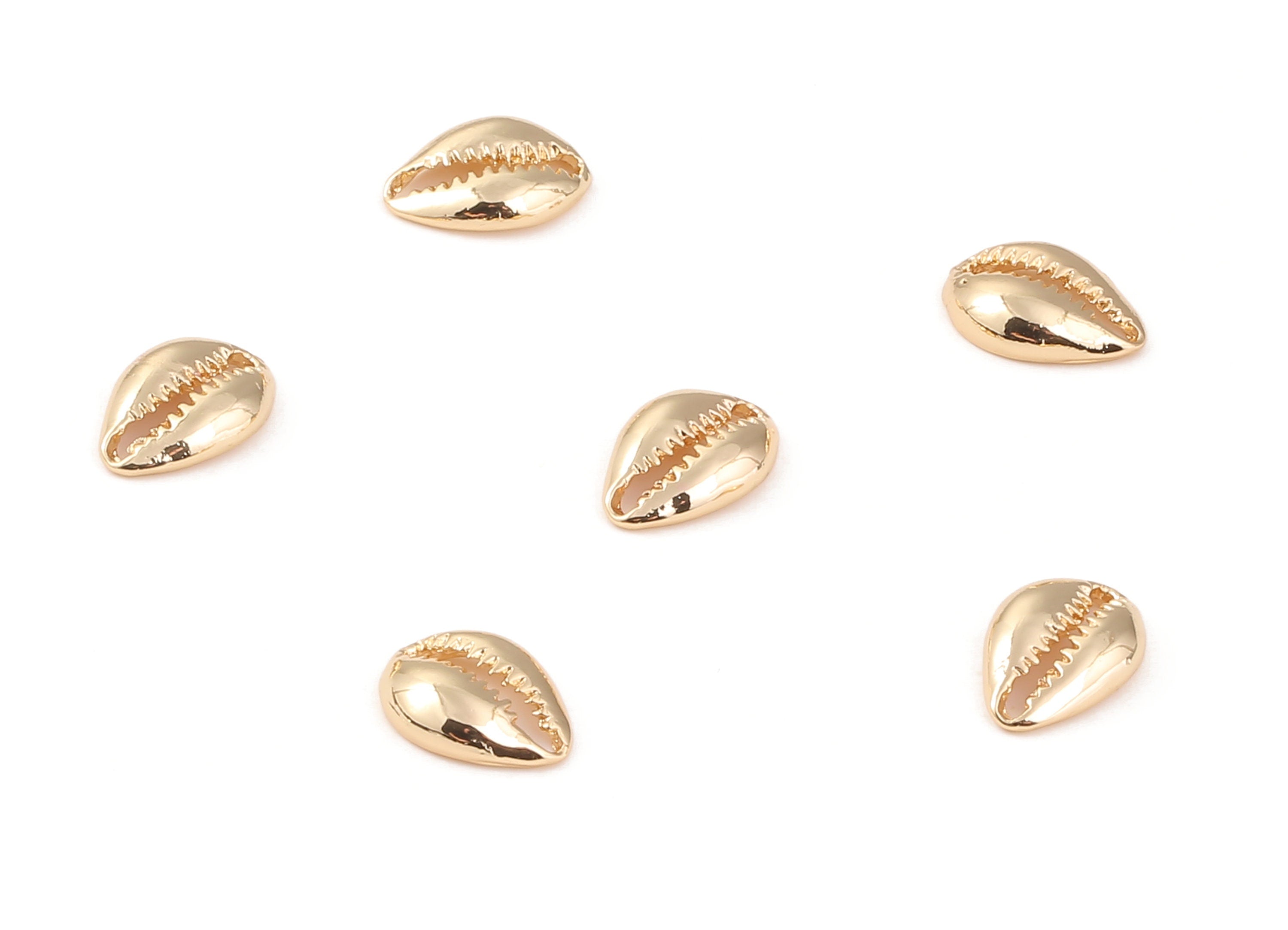 Brass Open Cowrie Charms - Brass Cut Open Seashell Pendant - 18K Real Gold Plated Brass - Jewelry Supplies - 12.81x9.06x1.08mm - RGP1227 - DOMEDBAZAAR
