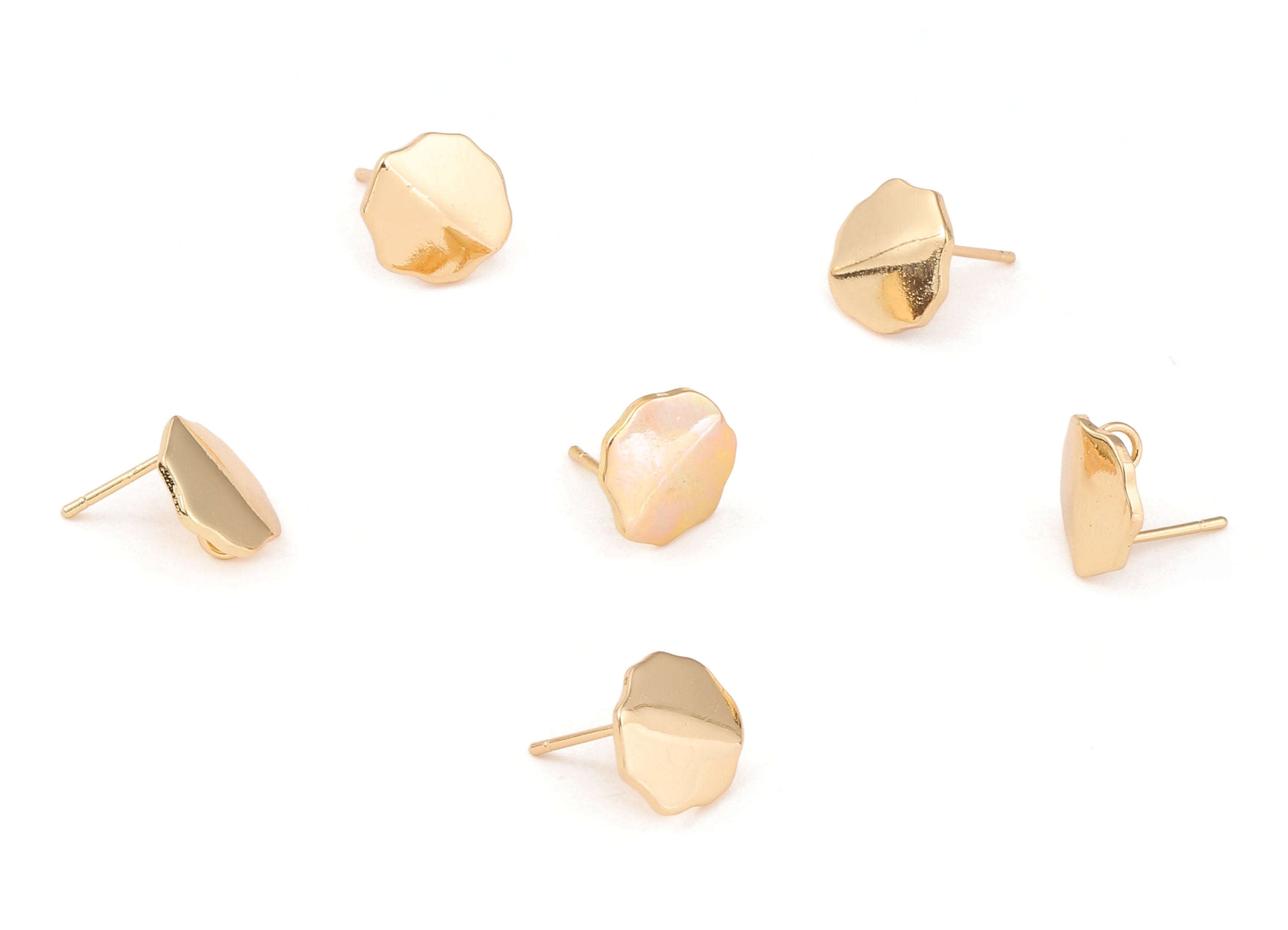 Brass Round Earring Posts - Brass Round Earring Stud - 18K Real Gold Plated Brass Stud - Jewelry Supplies - 11.41x11.41x1.07mm - RGP1193 - DOMEDBAZAAR