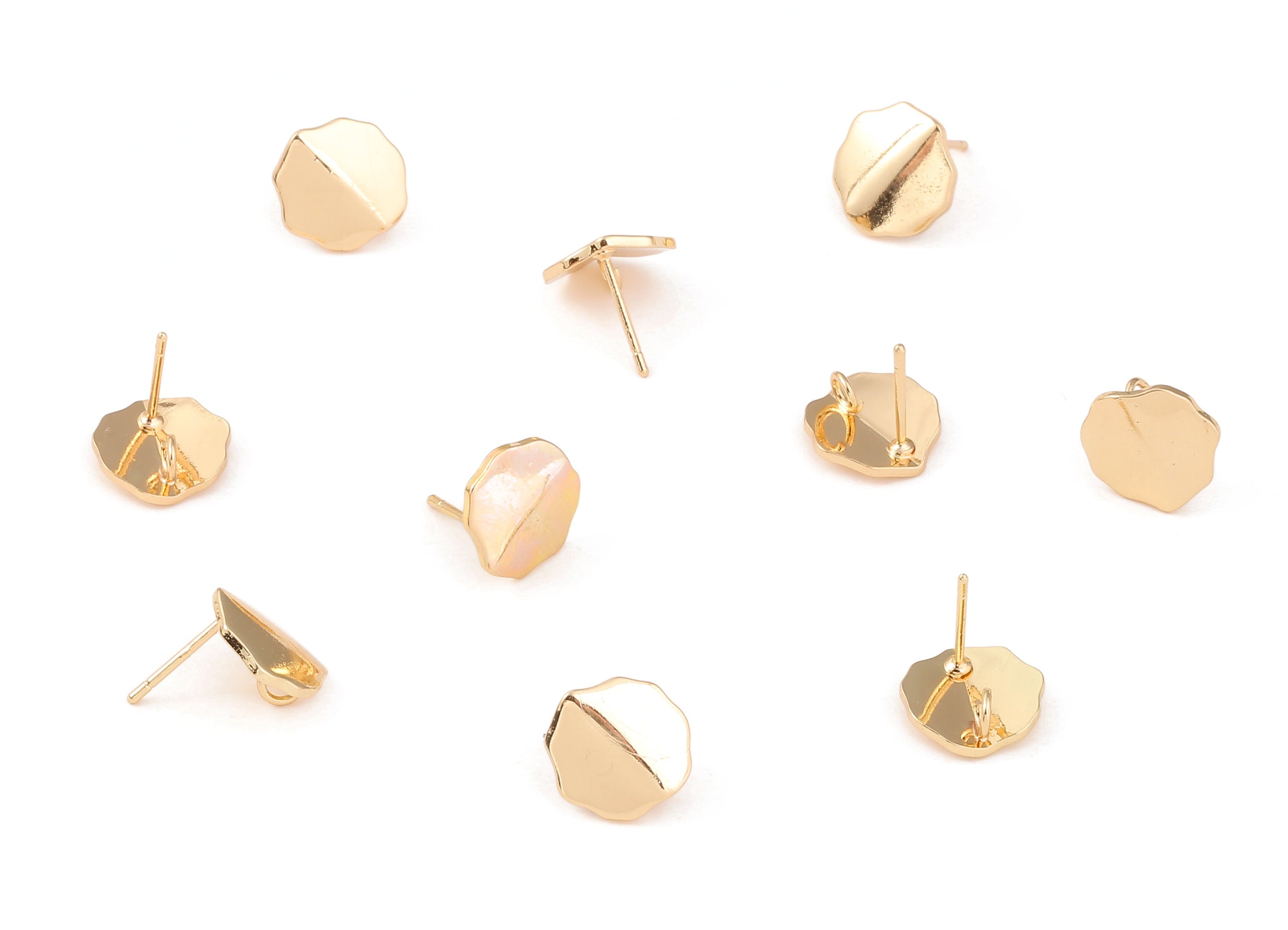 Brass Round Earring Posts - Brass Round Earring Stud - 18K Real Gold Plated Brass Stud - Jewelry Supplies - 11.41x11.41x1.07mm - RGP1193 - DOMEDBAZAAR