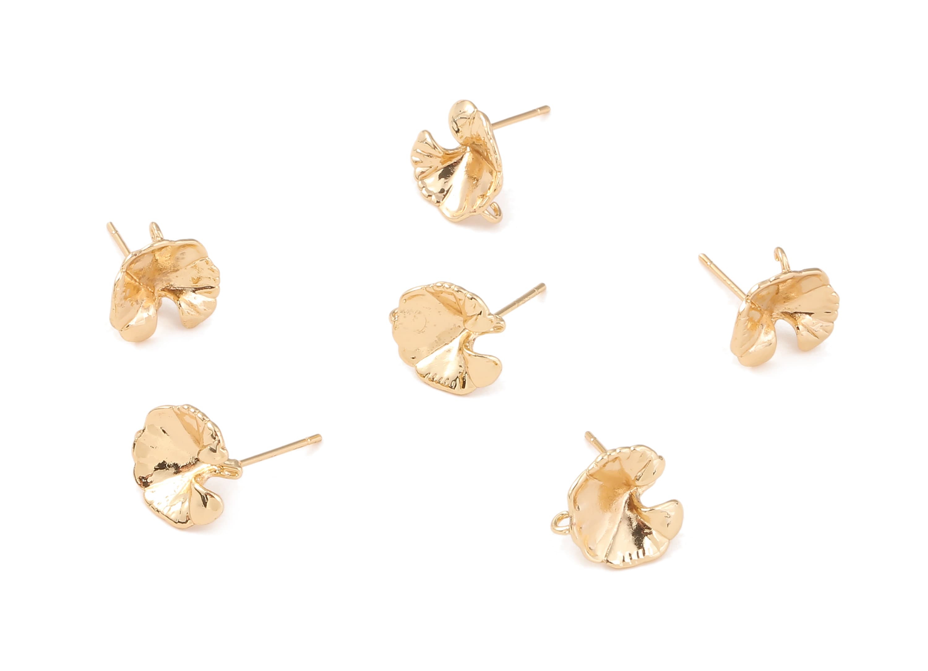 Brass Flower Earring Posts - Brass Flower Earring Stud - 18K Real Gold Plated Brass Stud - Jewelry Supplies - 12.16x11.33x0.68mm - RGP1194 - DOMEDBAZAAR