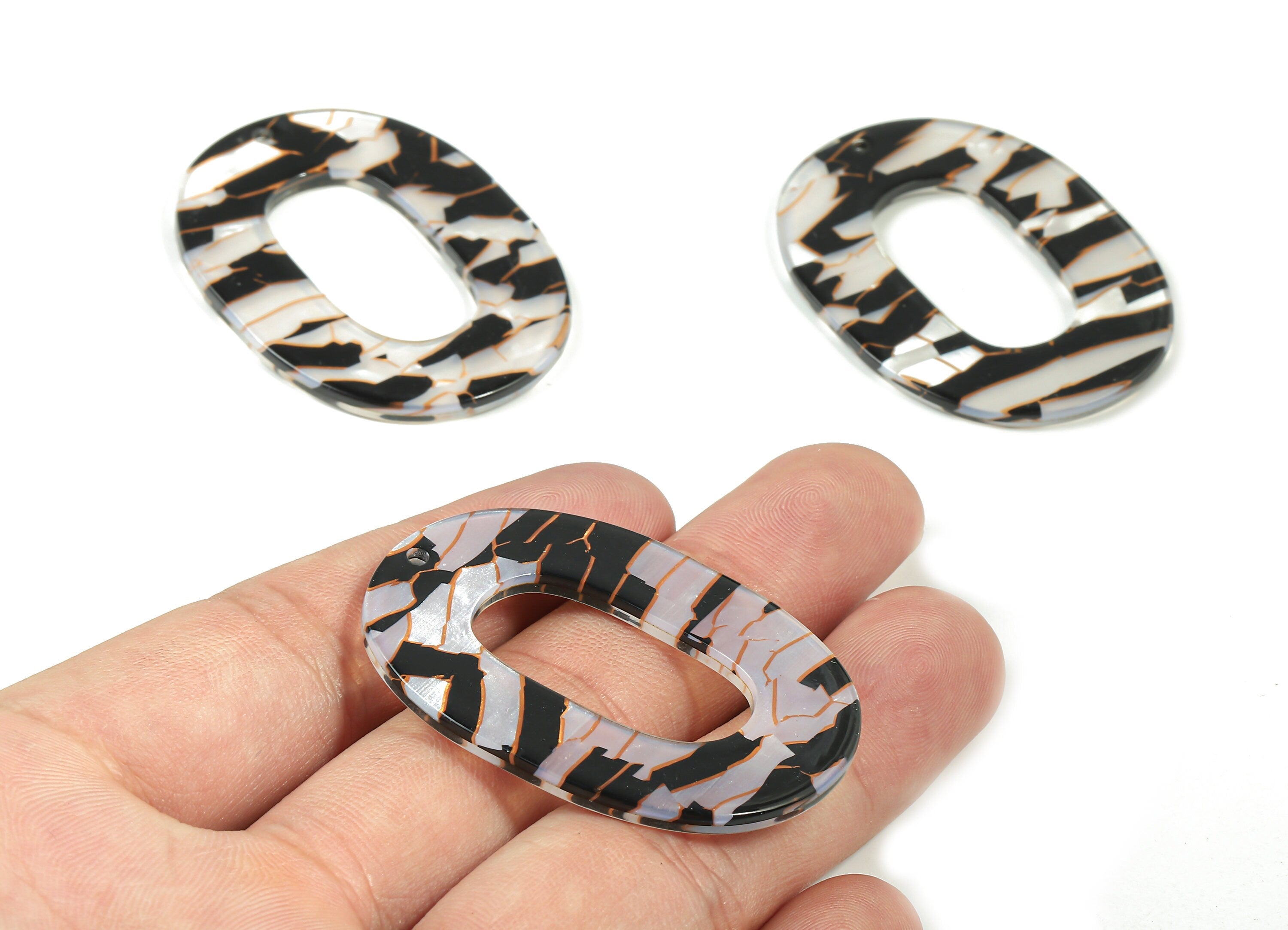 Acetate Oval Charms - Oval Earrings and Pendant - Earring Findings - Jewelry Supplies - Color Code: A403 - 46.81x34.24x2.32mm - AC1065-A403 - DOMEDBAZAAR