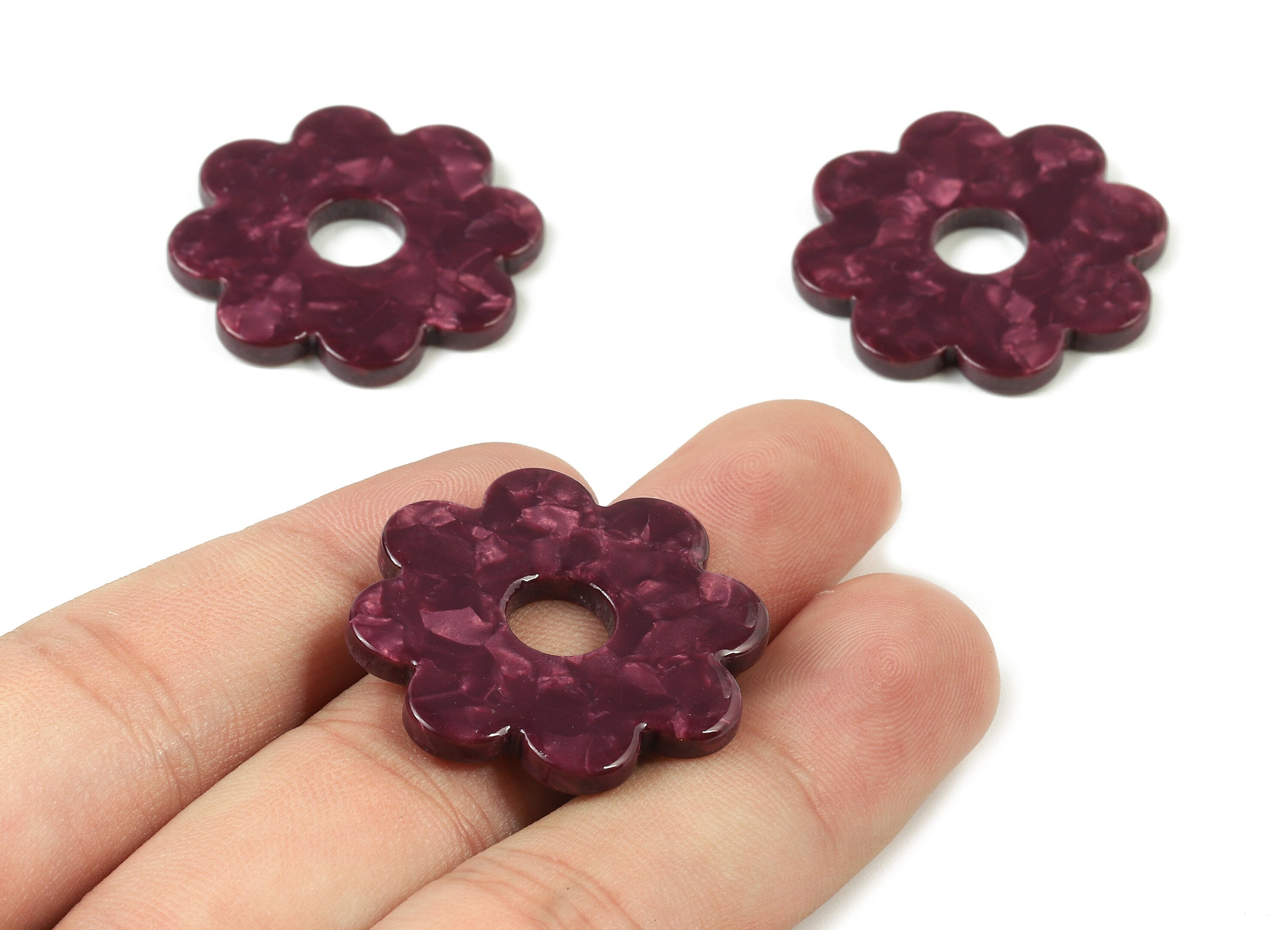 Acetate Flower Charms - Flower Earrings and Pendant - Earring Findings - Jewelry Supplys - Color Code: A409 - 28.8x28.8x2.61mm - AC1753-A407 - DOMEDBAZAAR