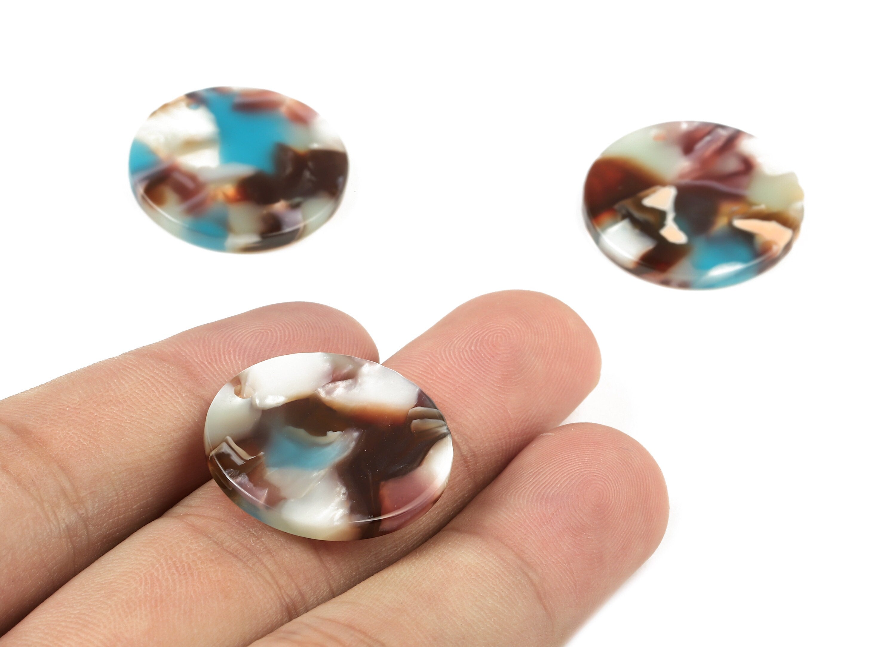 Acetate Round Charms - Coin Earrings and Pendant - Earring Findings - Jewelry Supplies - Color Code: A103 - 23.6x23.6x1.54mm - AC1076-A103 - DOMEDBAZAAR