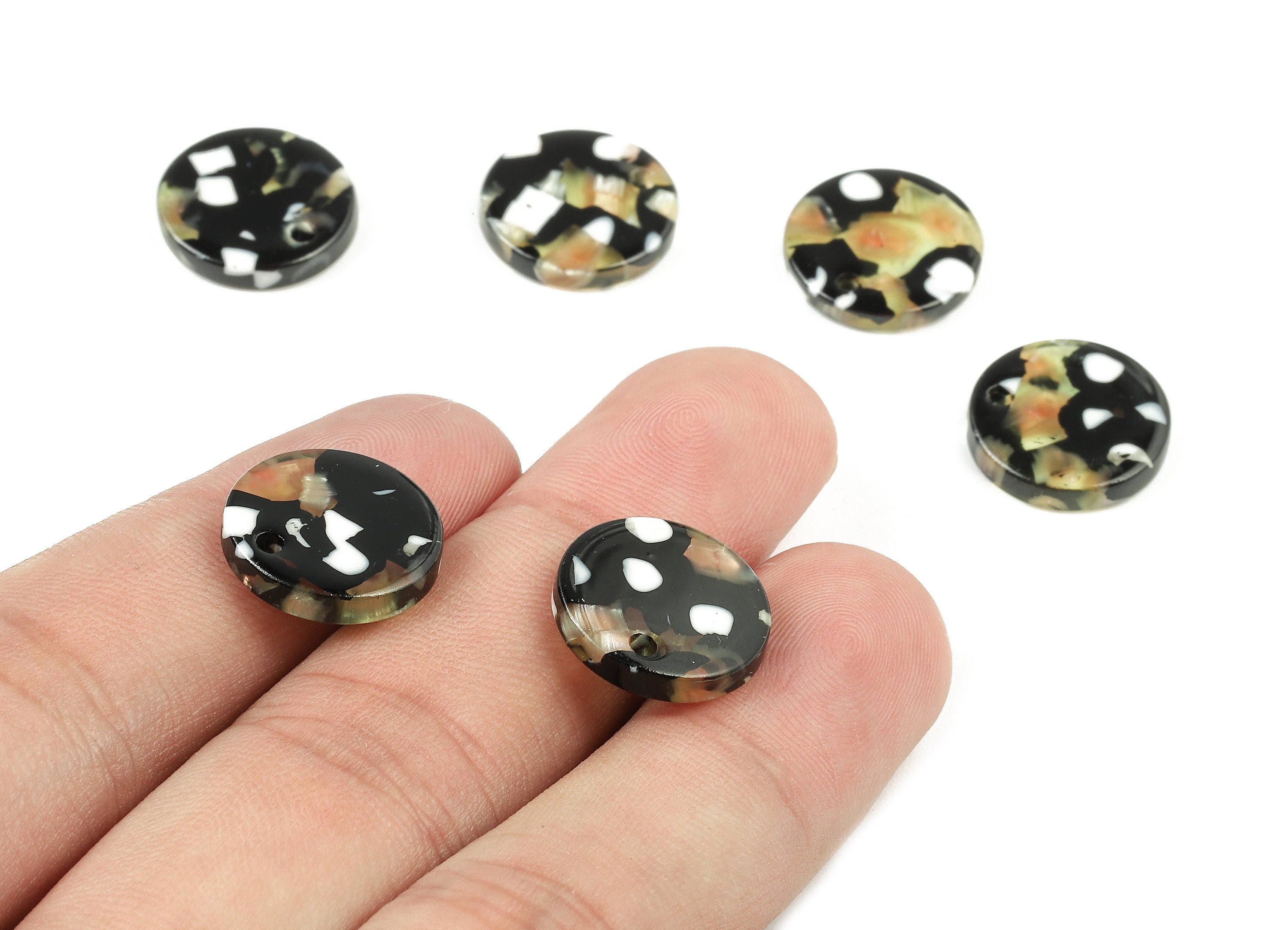 Acetate Round Charms - Round Earrings and Pendant - Earring Findings - Jewelry Supplies - Color Code:A193 - 14.73x14.73x2.48mm - AC1064-A193 - DOMEDBAZAAR