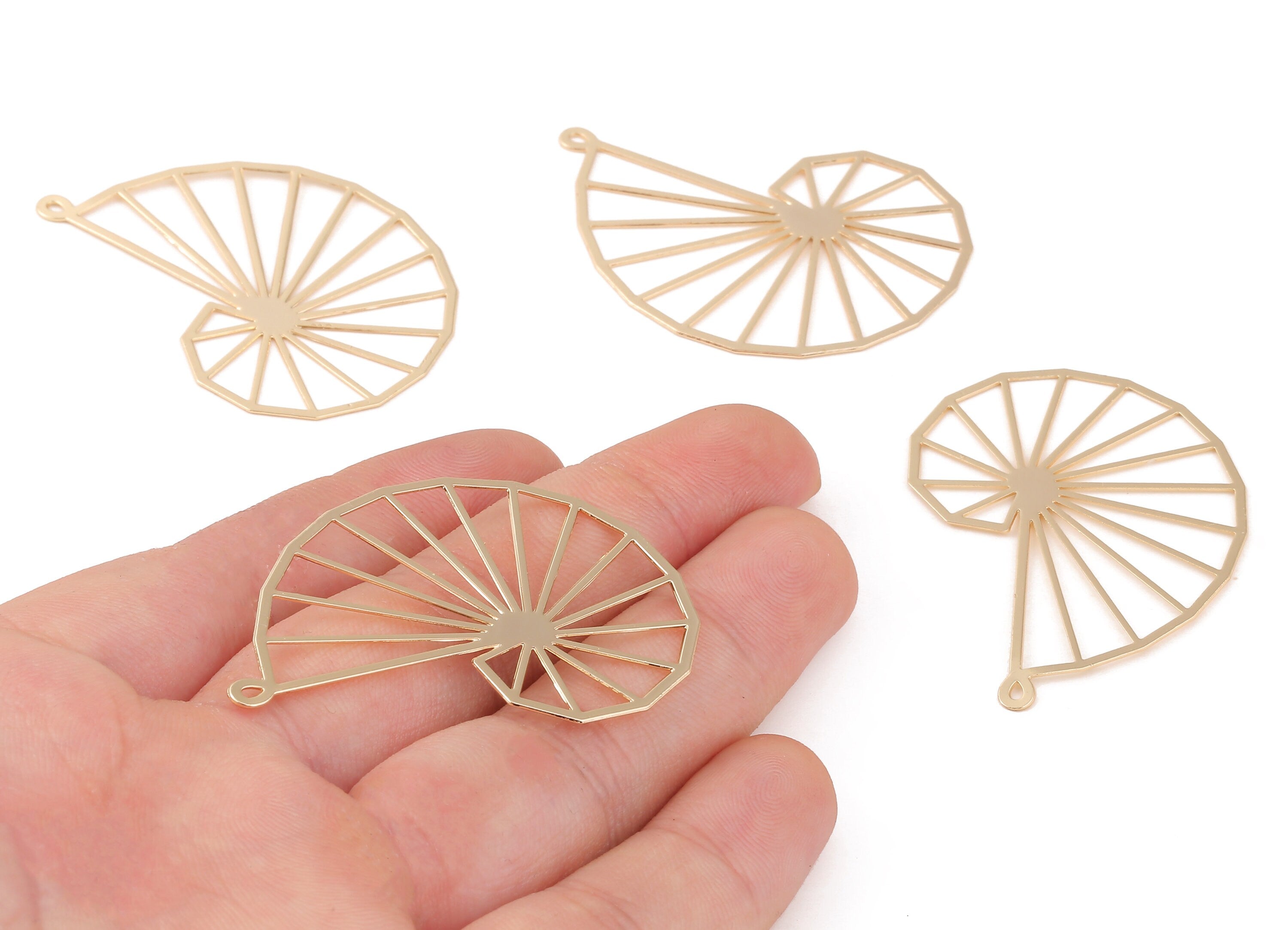 Brass Snail Earring Charms - Brass Snail Earring Pendant - 18K Real Gold Plated Brass - Jewellery Supplies - 49.12x34.07x0.48mm - RGP1070 - DOMEDBAZAAR