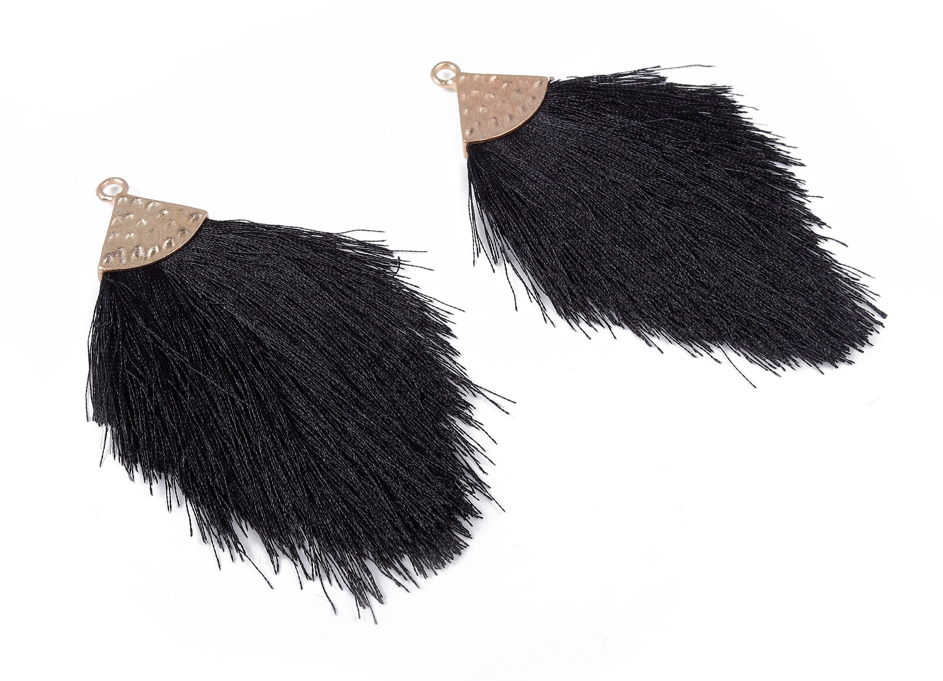 Tassel Earring Charms - Tassel Pendant - Puffy Tassel with Alloy Cap - Tassel Findings - Boho Charms - 96.86x57.69mm - TS1094 - DOMEDBAZAAR
