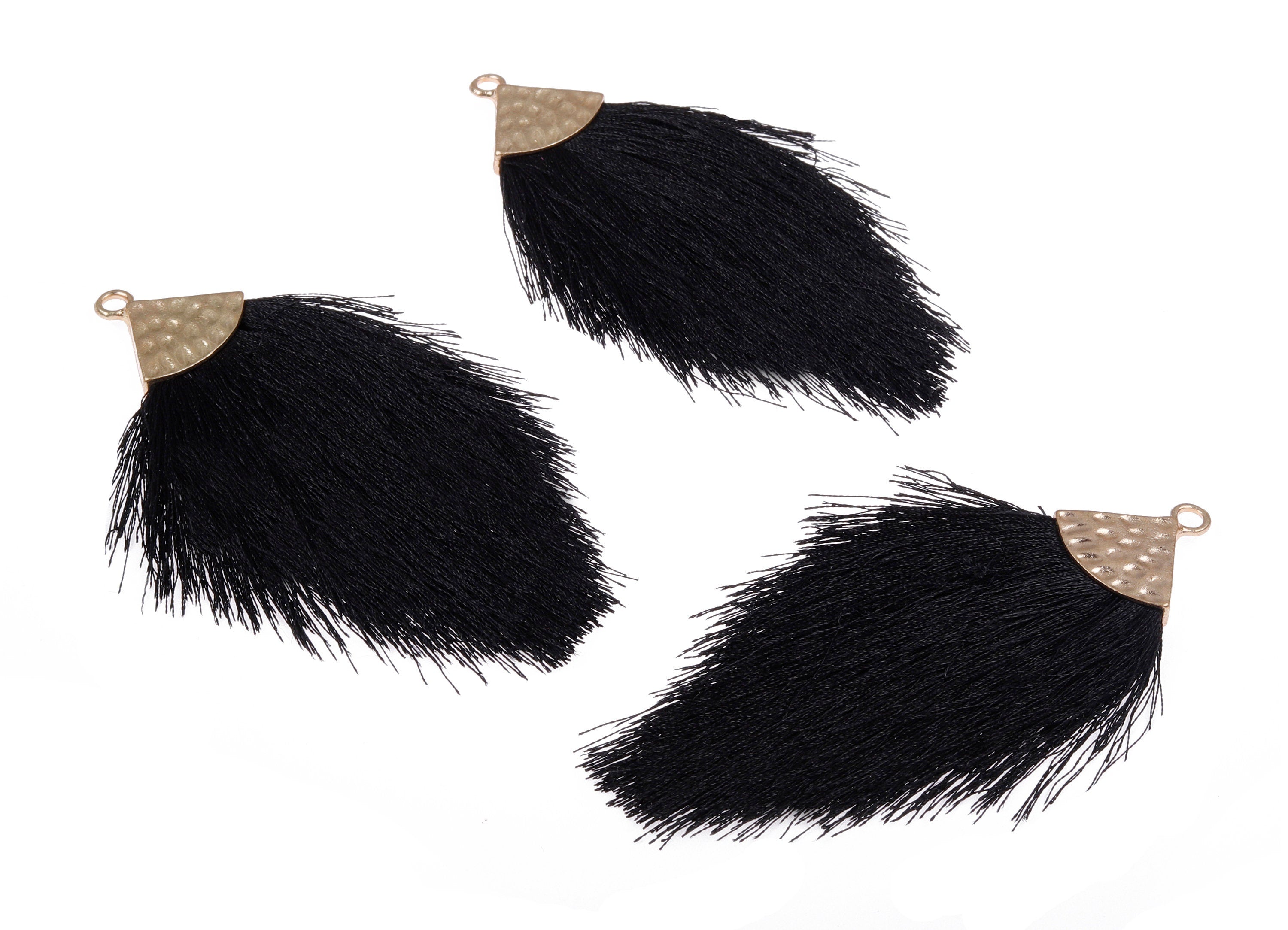 Tassel Earring Charms - Tassel Pendant - Puffy Tassel with Alloy Cap - Tassel Findings - Boho Charms - 96.86x57.69mm - TS1094 - DOMEDBAZAAR