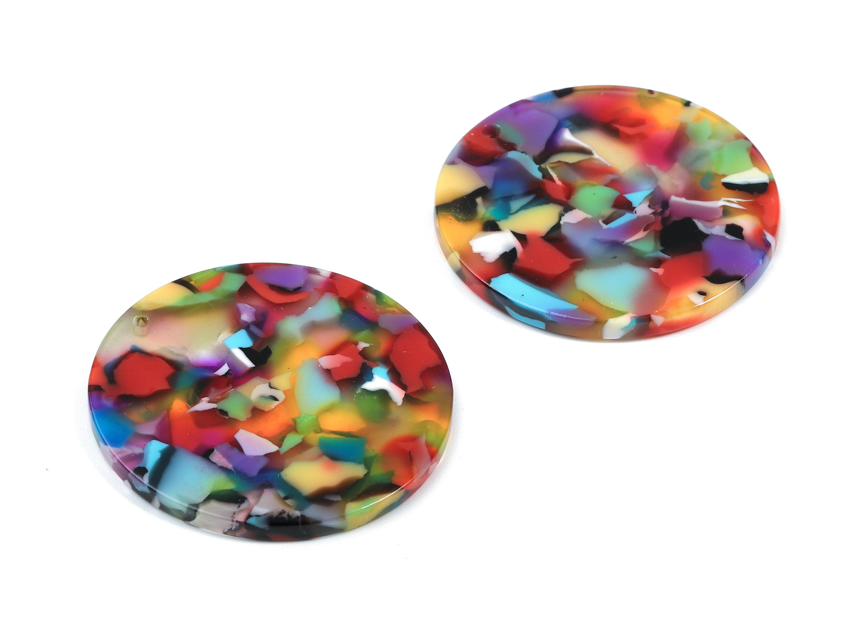 Acetate Round Charms - Round Earrings and Pendant - Earring Findings - 1 Hole - Color Code:A21- 36.7x36.7x2.5mm - AC1549-A21 - DOMEDBAZAAR