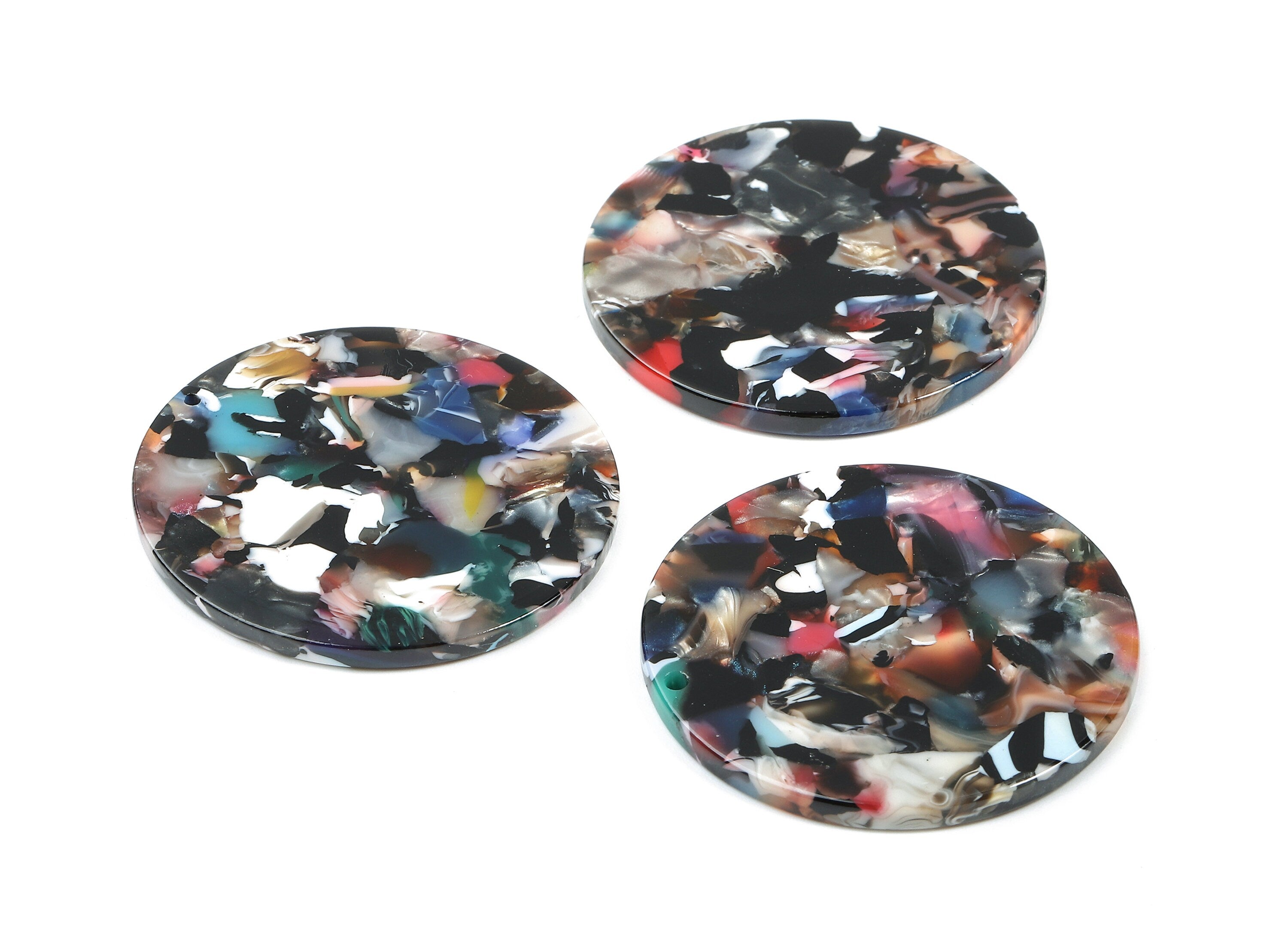 Acetate Round Charms - Round Earrings and Pendant - Earring Findings - Jewelry Supplies - Color Code: A58 - 37.4x37.4x2.54mm - AC1571-A58 - DOMEDBAZAAR