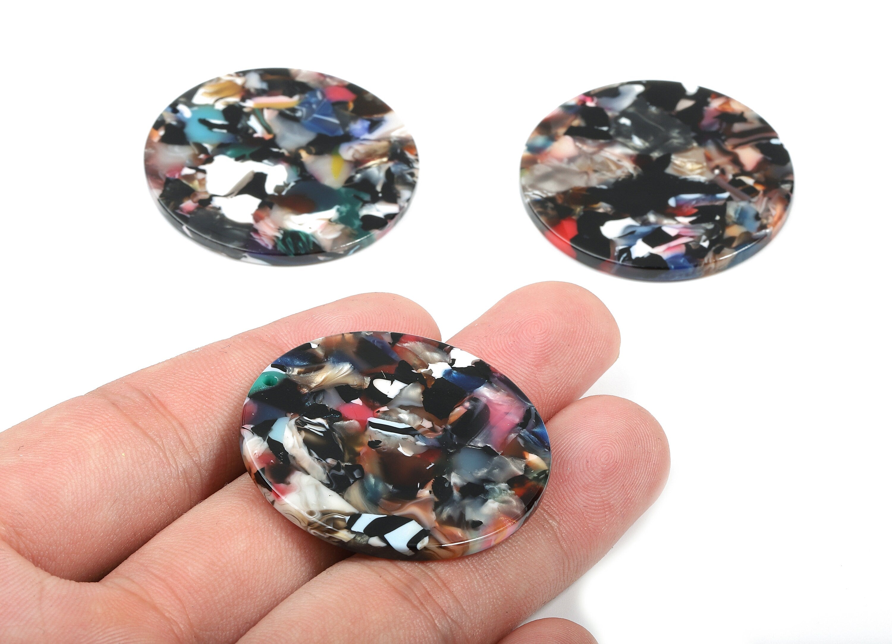 Acetate Round Charms - Round Earrings and Pendant - Earring Findings - Jewelry Supplies - Color Code: A58 - 37.4x37.4x2.54mm - AC1571-A58 - DOMEDBAZAAR