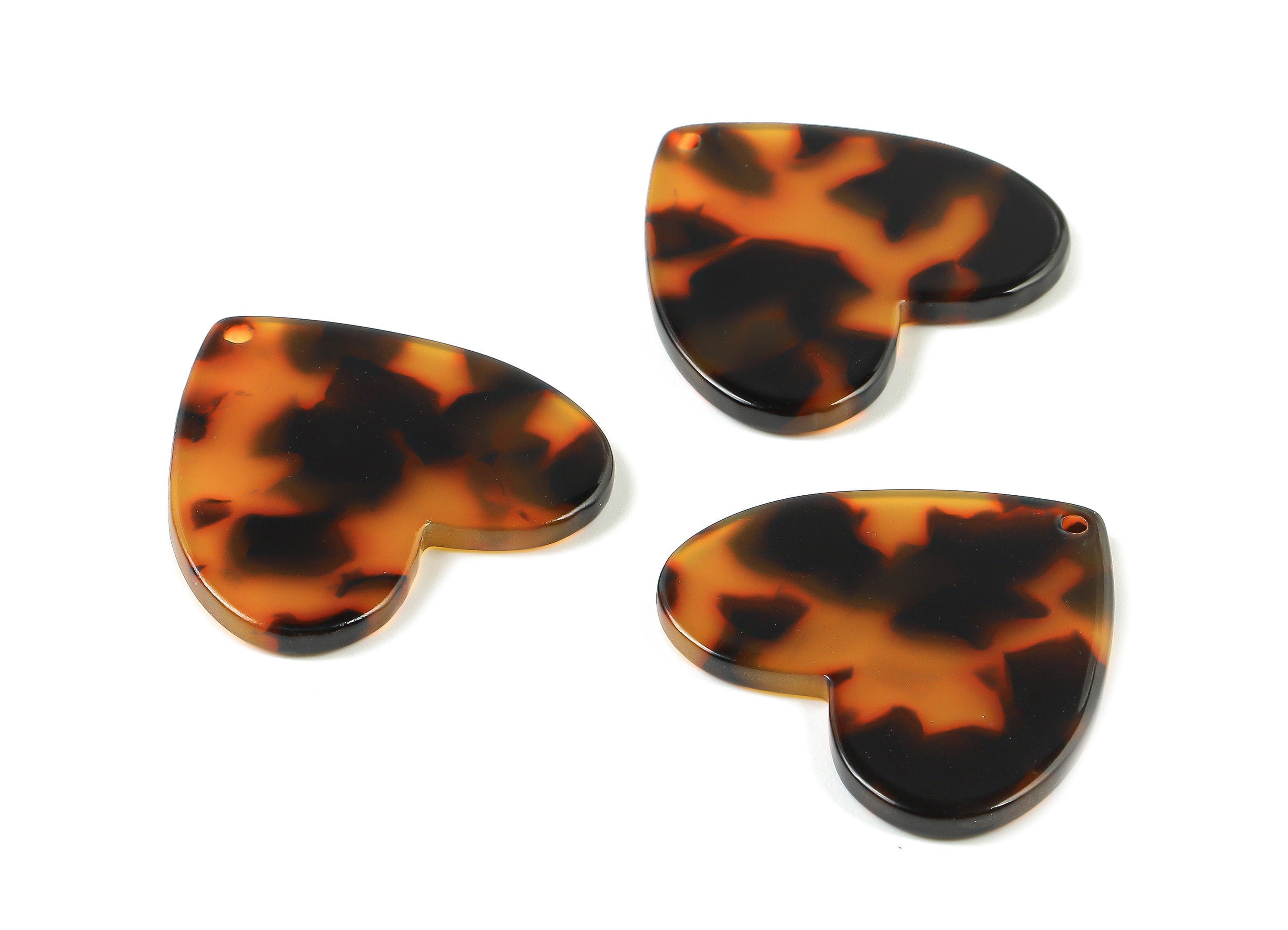 Acetate Heart Charms - Tortoise Shell Earrings - Heart Pendant - Jewelry Making Supplies - Color Code: A04 - 30.7x28.8x2.63mm - AC1734-A04 - DOMEDBAZAAR