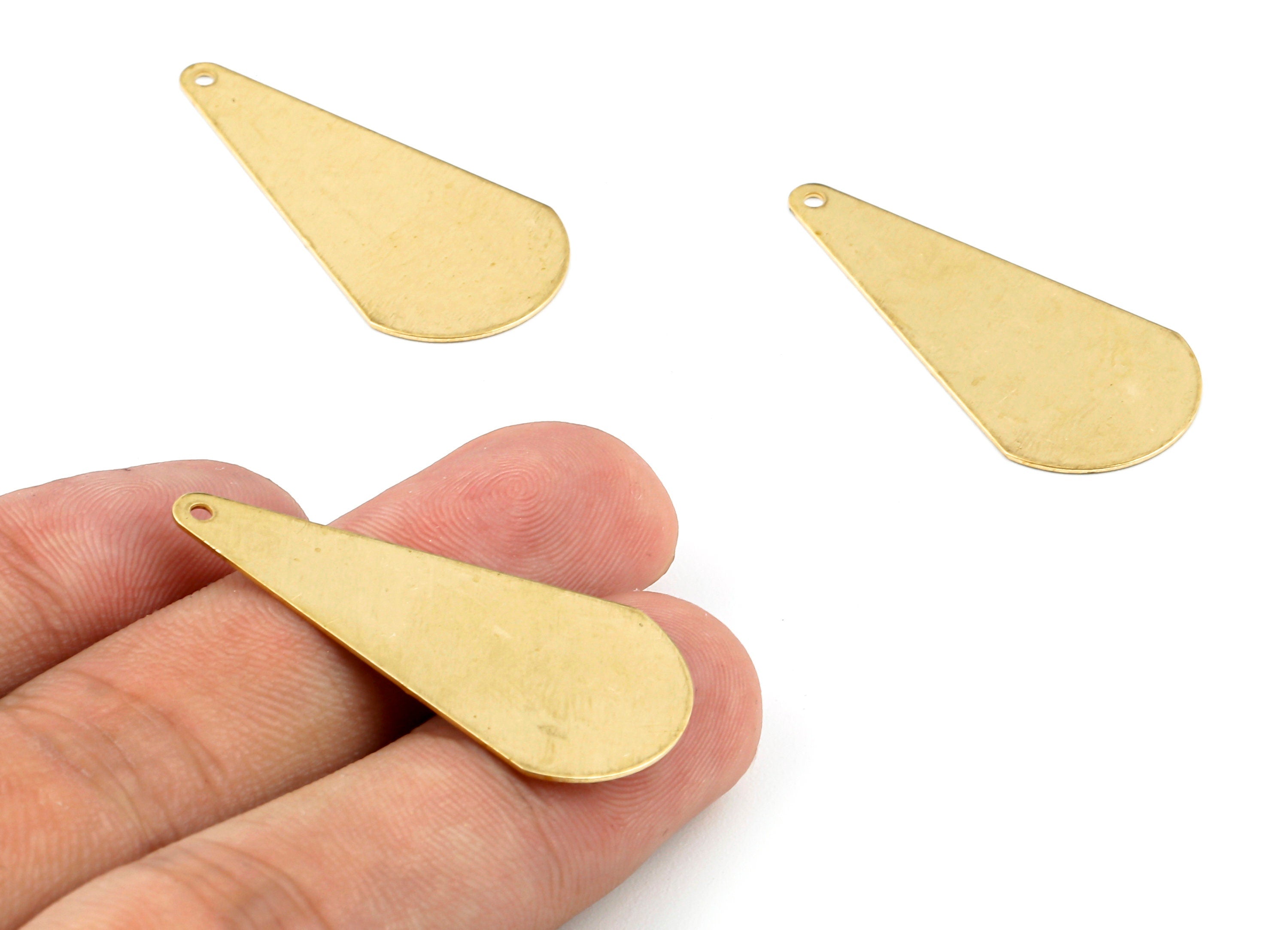 Personalized stamping blank - Brass Drop Charms - Raw Brass Drop Earrings and Pendant - Earring Findings - 37.27x17.93x0.49mm - PP2358 - DOMEDBAZAAR