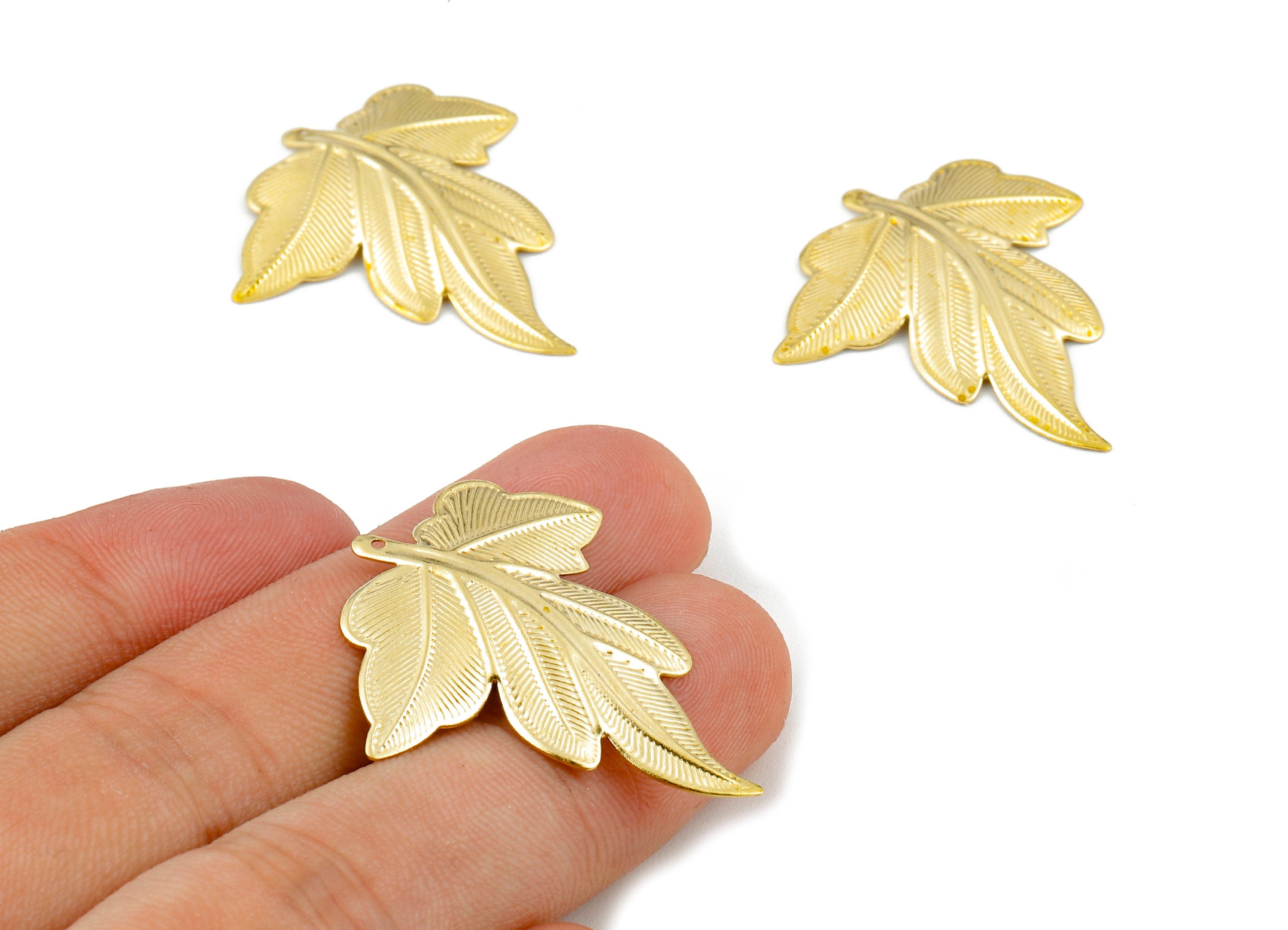 Brass Leaf Charms - Raw Brass Leaf Earrings and Pendant - Earring Findings - Jewelry Supplies - 35.27x29.52x0.47mm - PP2362 - DOMEDBAZAAR