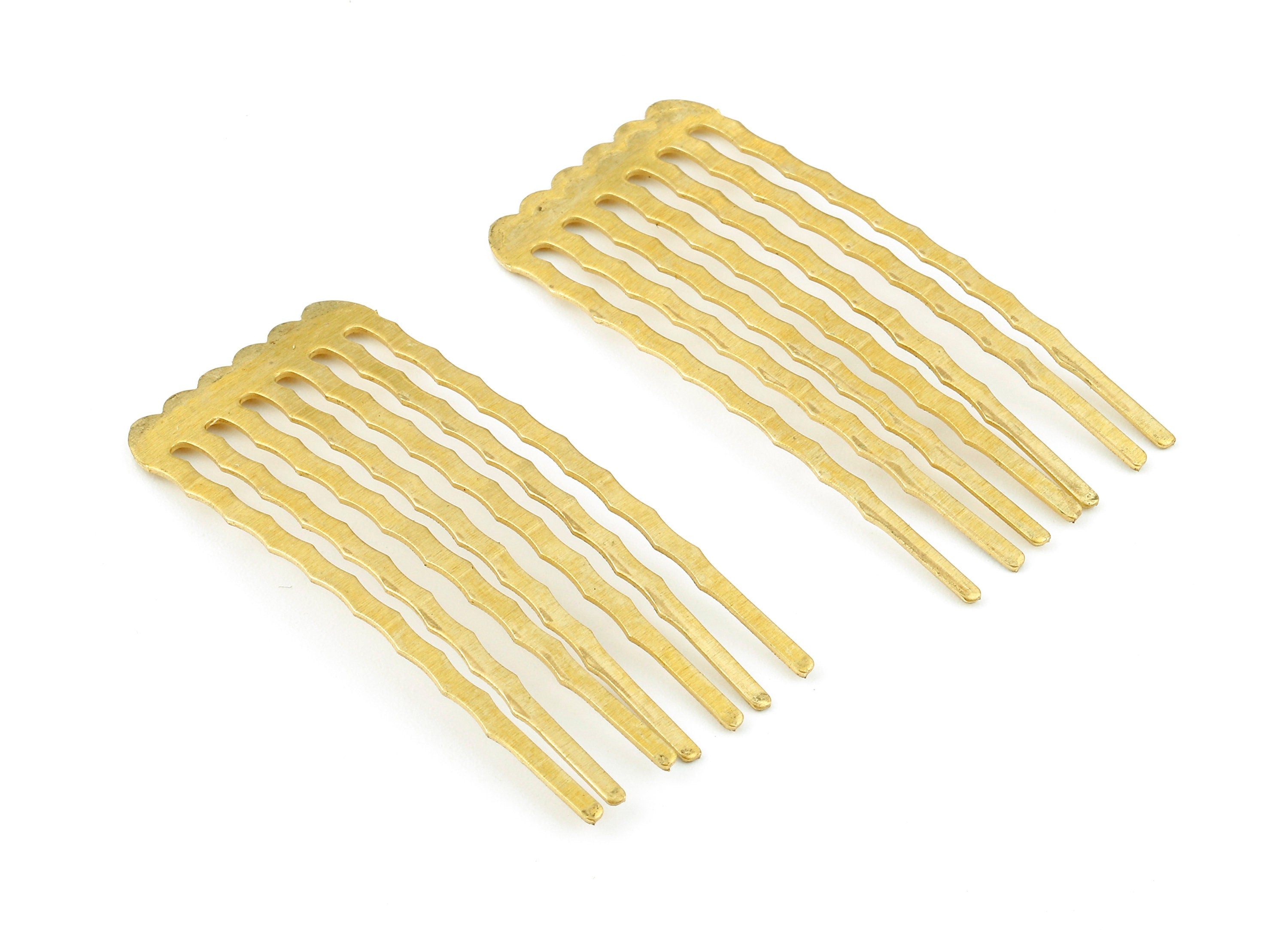 Brass Hair Comb - Brass Wavy Comb - Brass Hair Component - Brass Hair Base - Brass Hair Accessory - 50.13x21.96x0.61mm - PP2364 - DOMEDBAZAAR