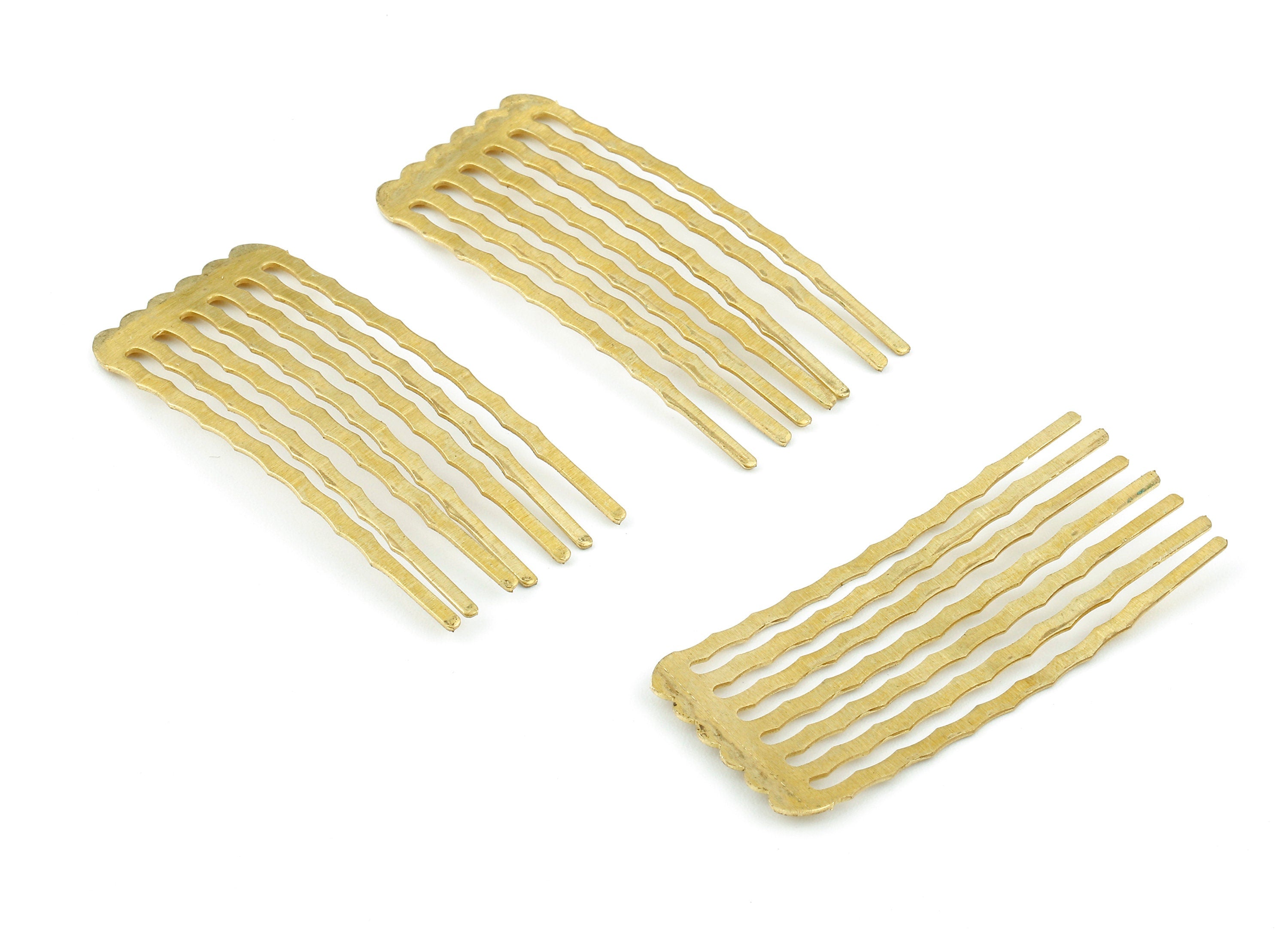 Brass Hair Comb - Brass Wavy Comb - Brass Hair Component - Brass Hair Base - Brass Hair Accessory - 50.13x21.96x0.61mm - PP2364 - DOMEDBAZAAR